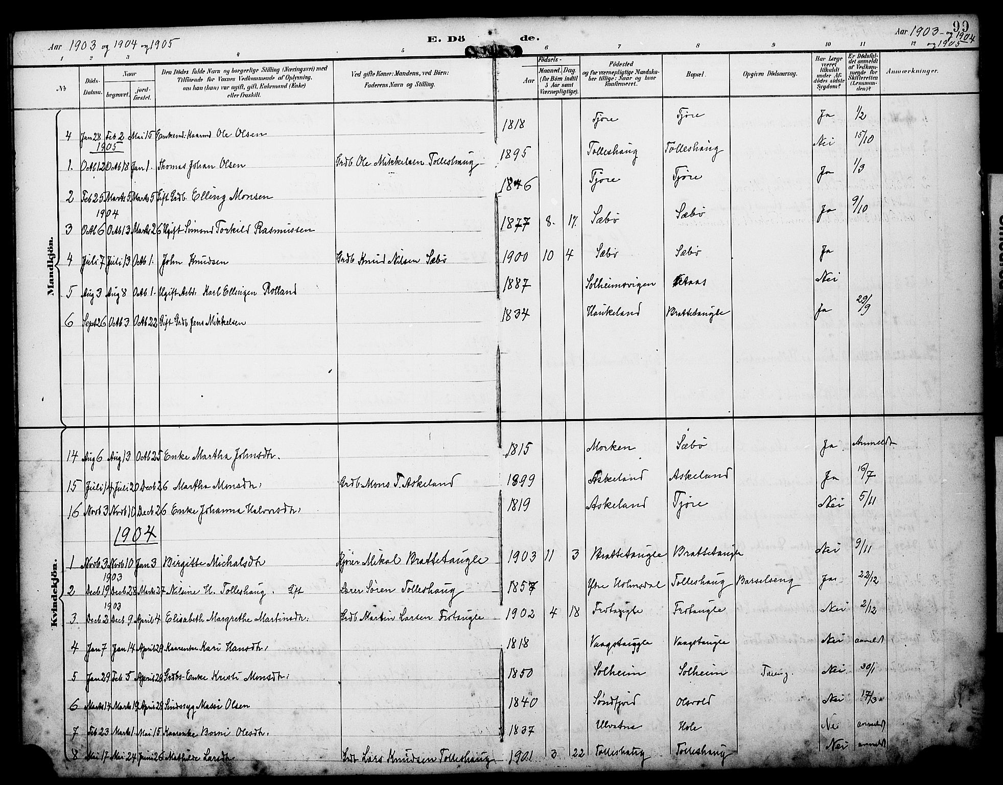 Manger sokneprestembete, AV/SAB-A-76801/H/Haa: Ministerialbok nr. D 2, 1894-1908, s. 99