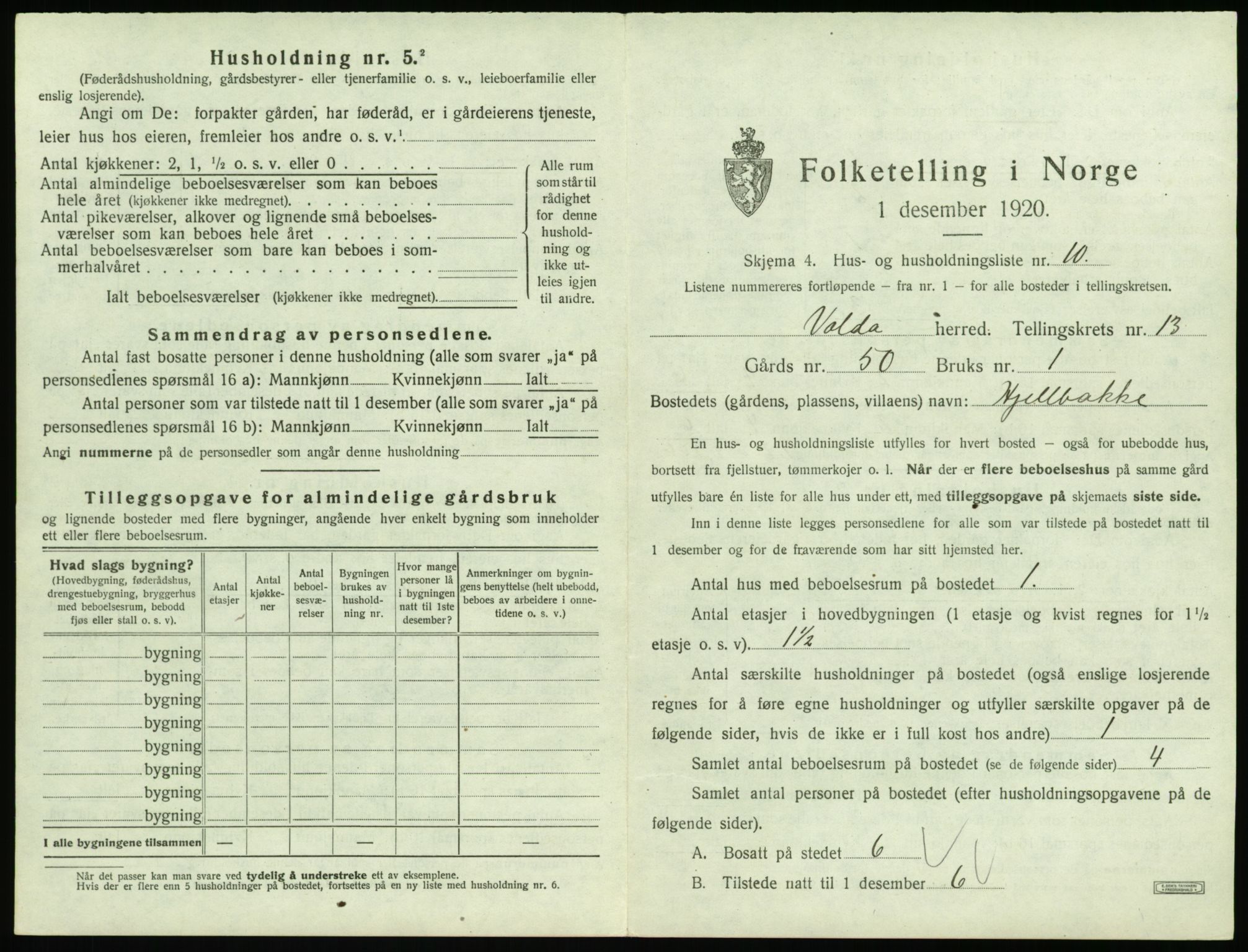 SAT, Folketelling 1920 for 1519 Volda herred, 1920, s. 1066