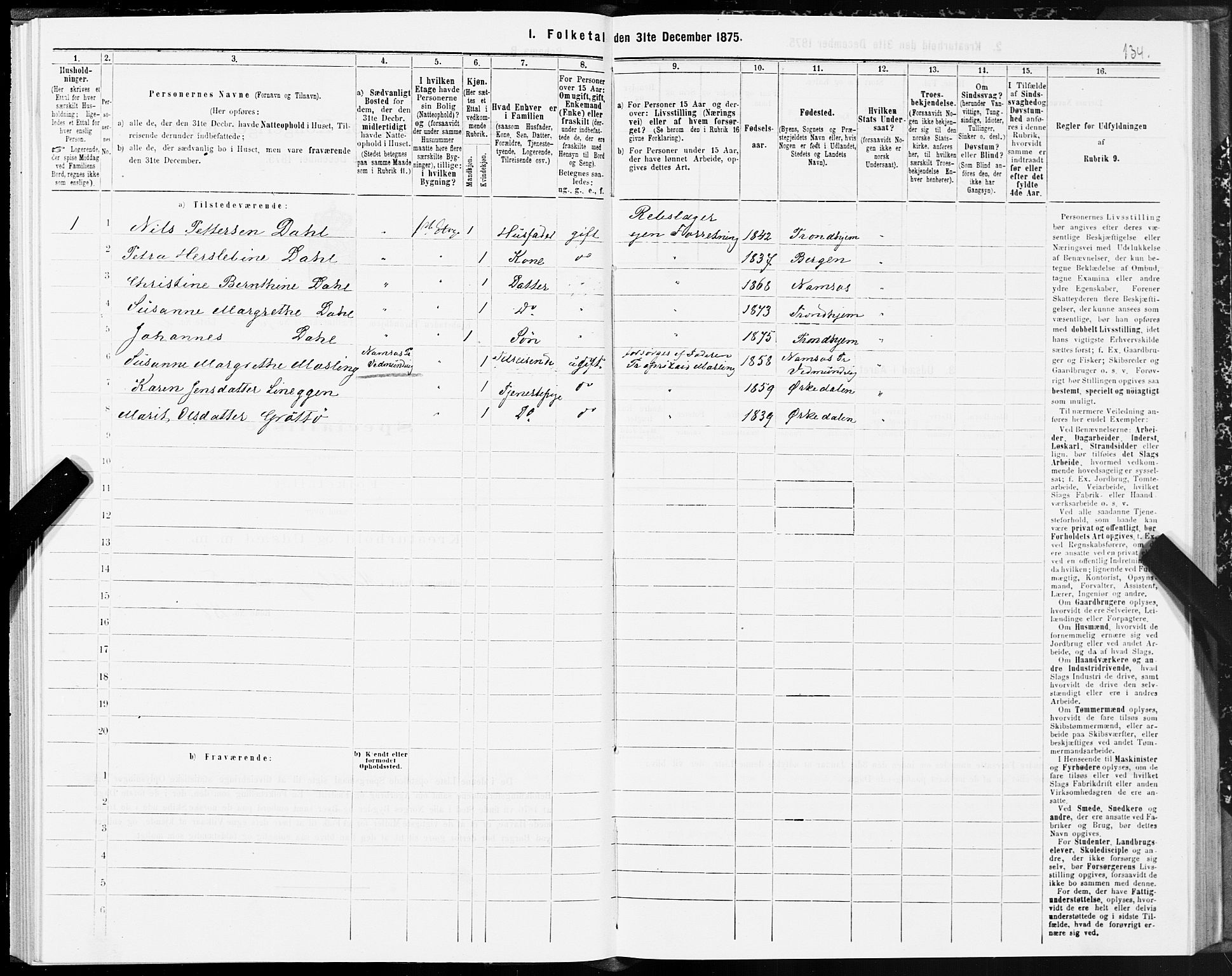 SAT, Folketelling 1875 for 1601 Trondheim kjøpstad, 1875, s. 8134