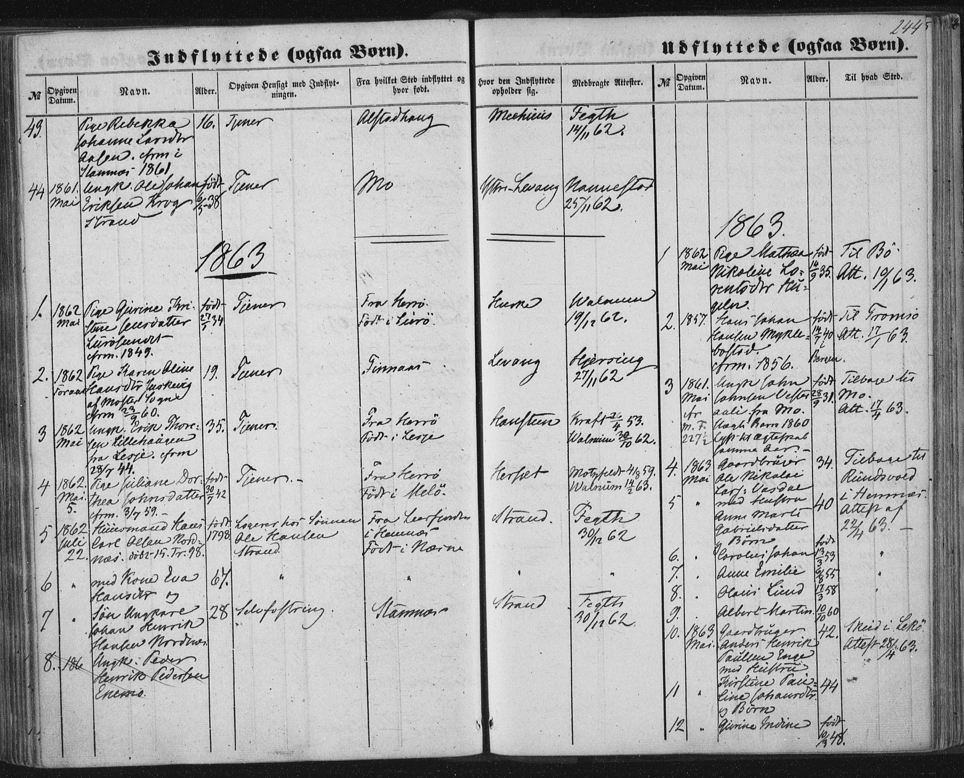 Ministerialprotokoller, klokkerbøker og fødselsregistre - Nordland, AV/SAT-A-1459/838/L0550: Ministerialbok nr. 838A08, 1855-1865, s. 244