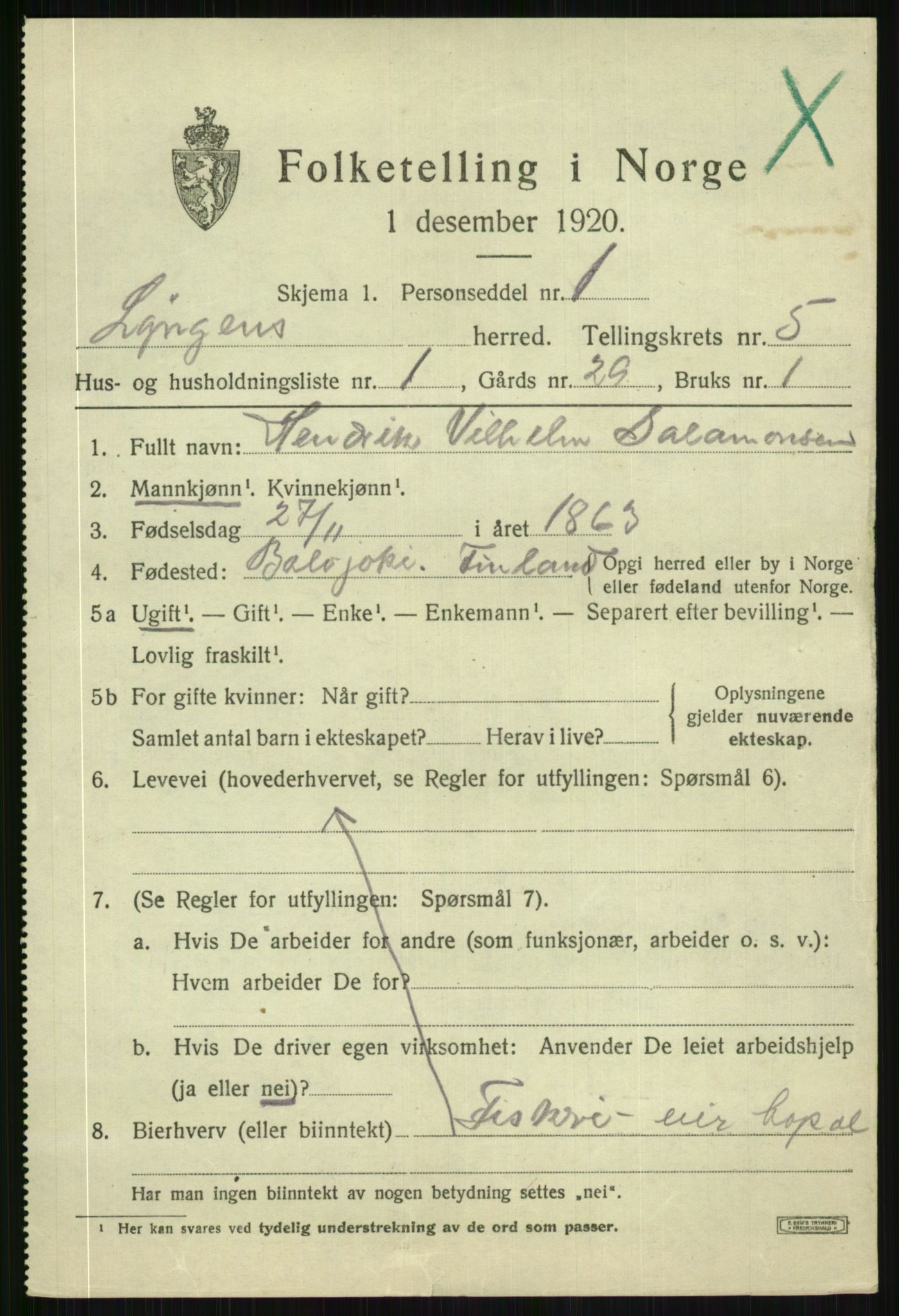 SATØ, Folketelling 1920 for 1938 Lyngen herred, 1920, s. 5335