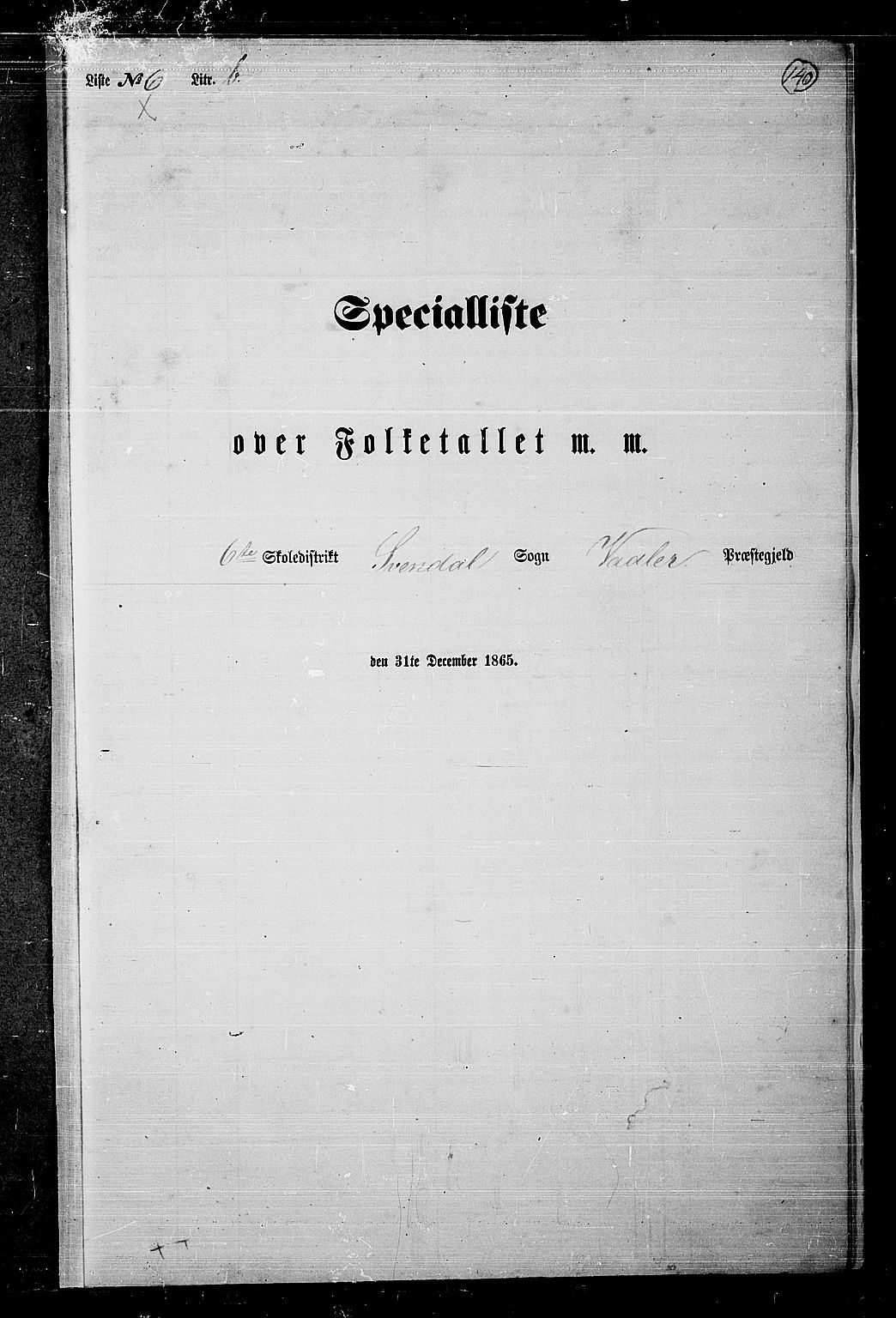 RA, Folketelling 1865 for 0137P Våler prestegjeld, 1865, s. 122