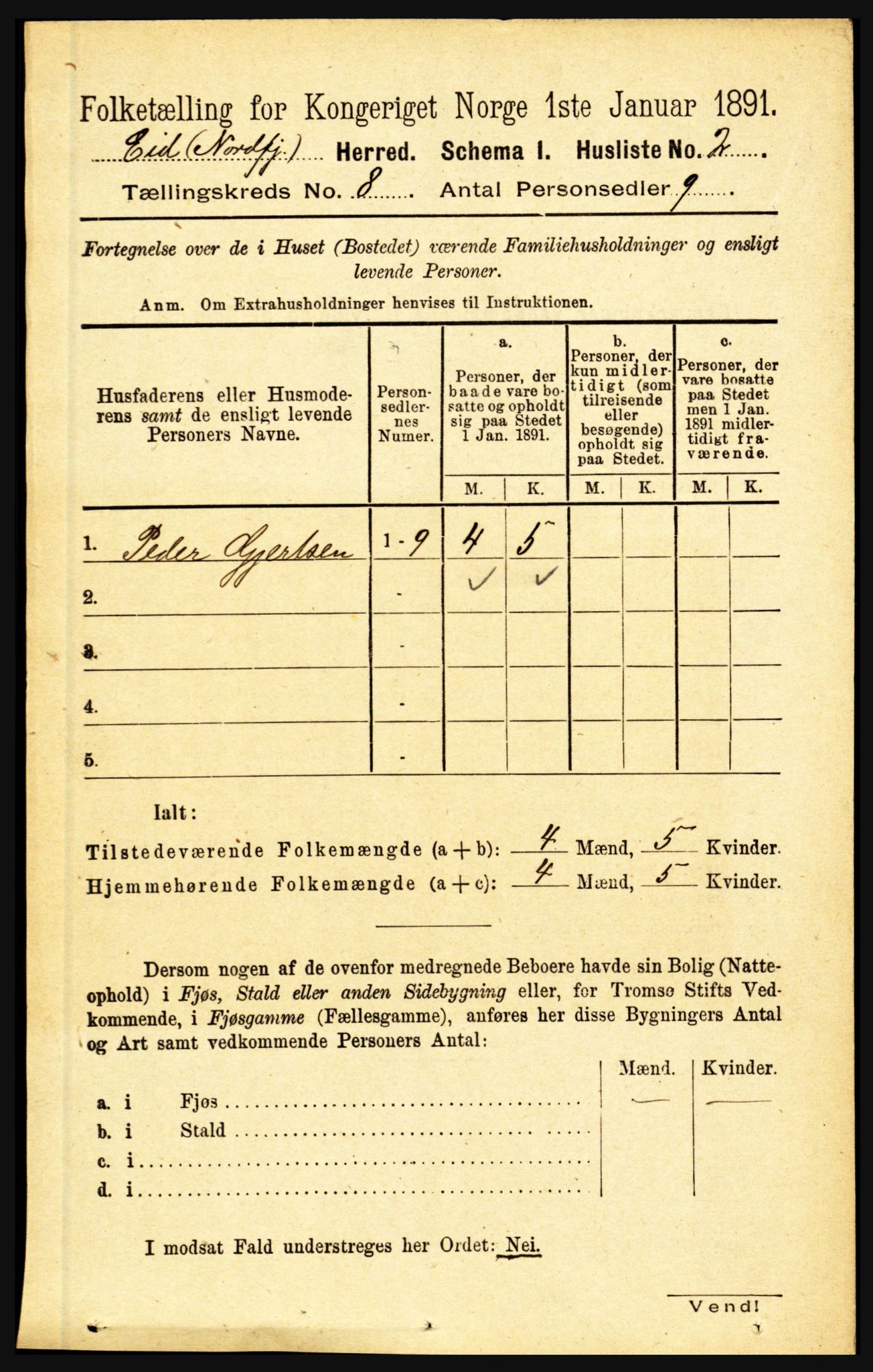 RA, Folketelling 1891 for 1443 Eid herred, 1891, s. 1950