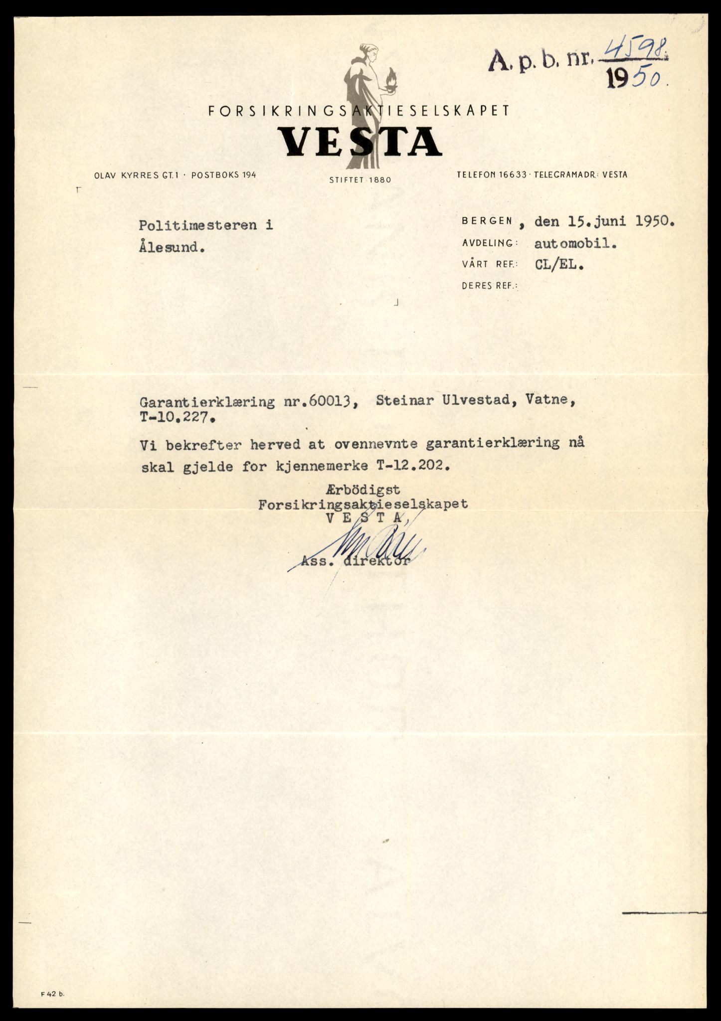 Møre og Romsdal vegkontor - Ålesund trafikkstasjon, AV/SAT-A-4099/F/Fe/L0033: Registreringskort for kjøretøy T 12151 - T 12474, 1927-1998, s. 1289
