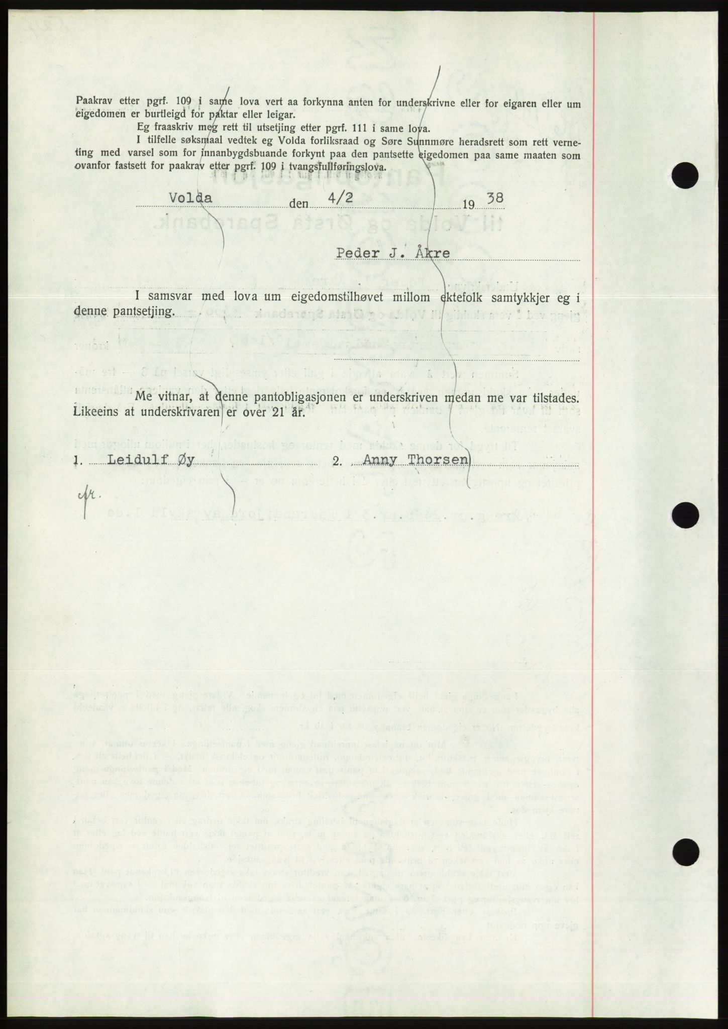 Søre Sunnmøre sorenskriveri, AV/SAT-A-4122/1/2/2C/L0064: Pantebok nr. 58, 1937-1938, Dagboknr: 146/1938