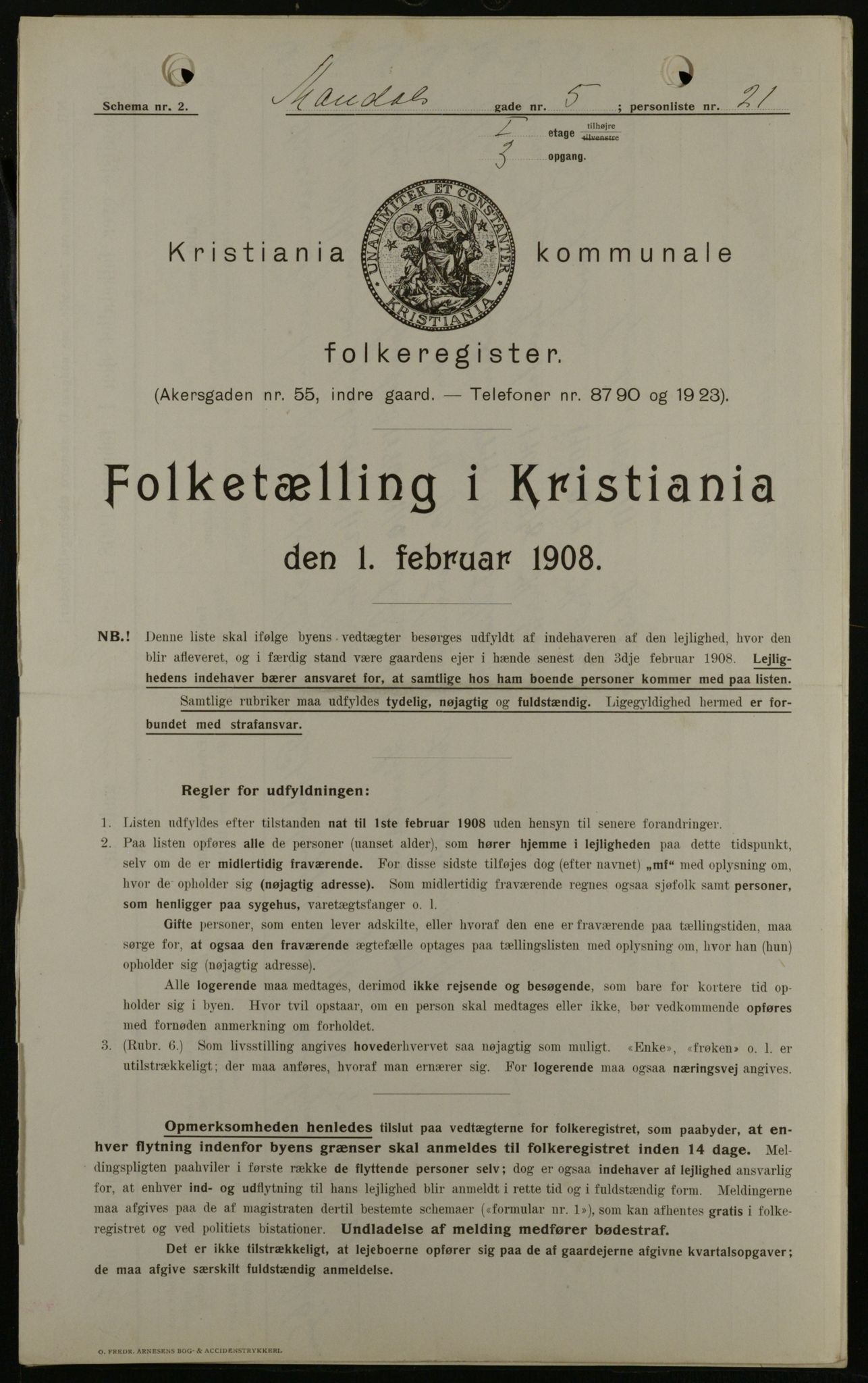 OBA, Kommunal folketelling 1.2.1908 for Kristiania kjøpstad, 1908, s. 53934