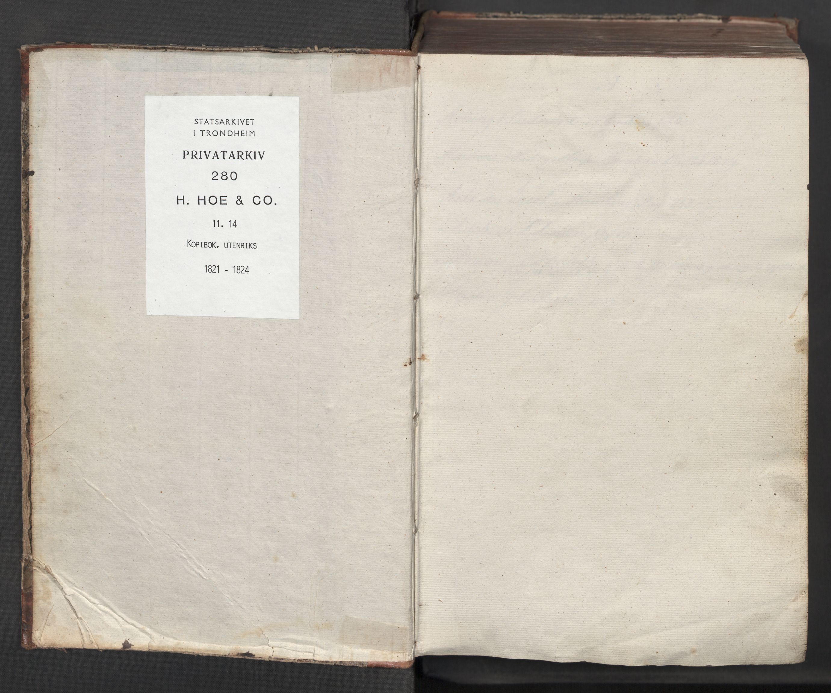 Hoë, Herman & Co, SAT/PA-0280/11/L0014: Kopibok, utenriks, 1821-1824