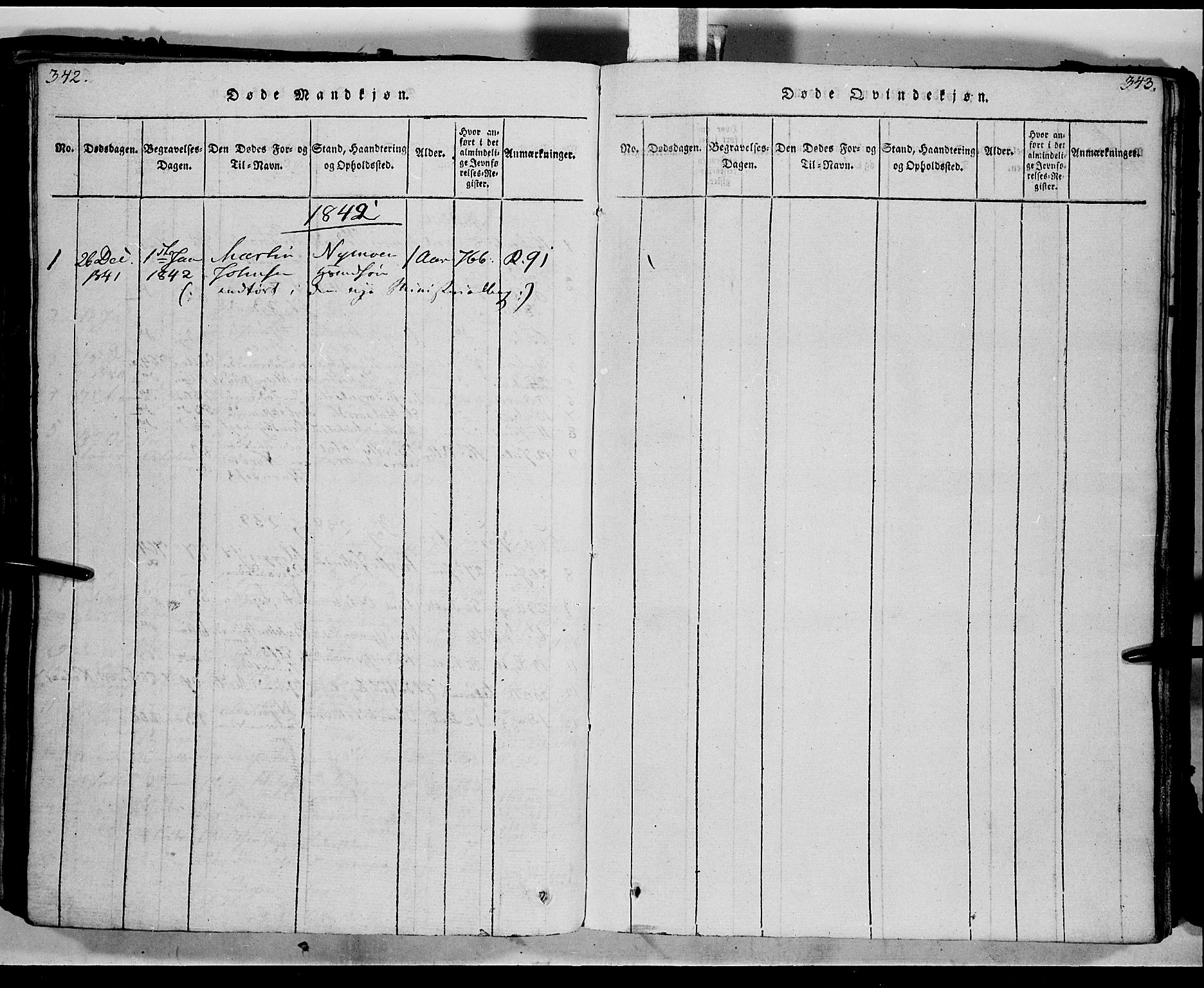 Trysil prestekontor, AV/SAH-PREST-046/H/Ha/Haa/L0003: Ministerialbok nr. 3 /2, 1814-1842, s. 342-343