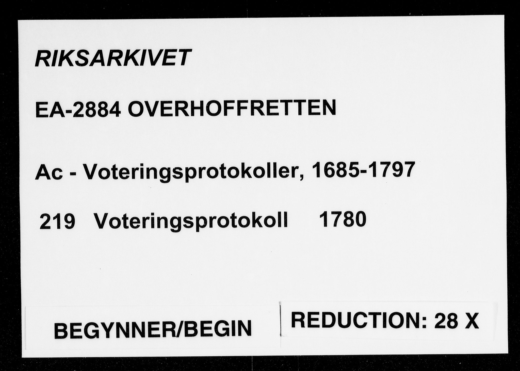 Overhoffretten 1667-1797, RA/EA-2884/Ac/L0219: Voteringsprotokoll, 1780