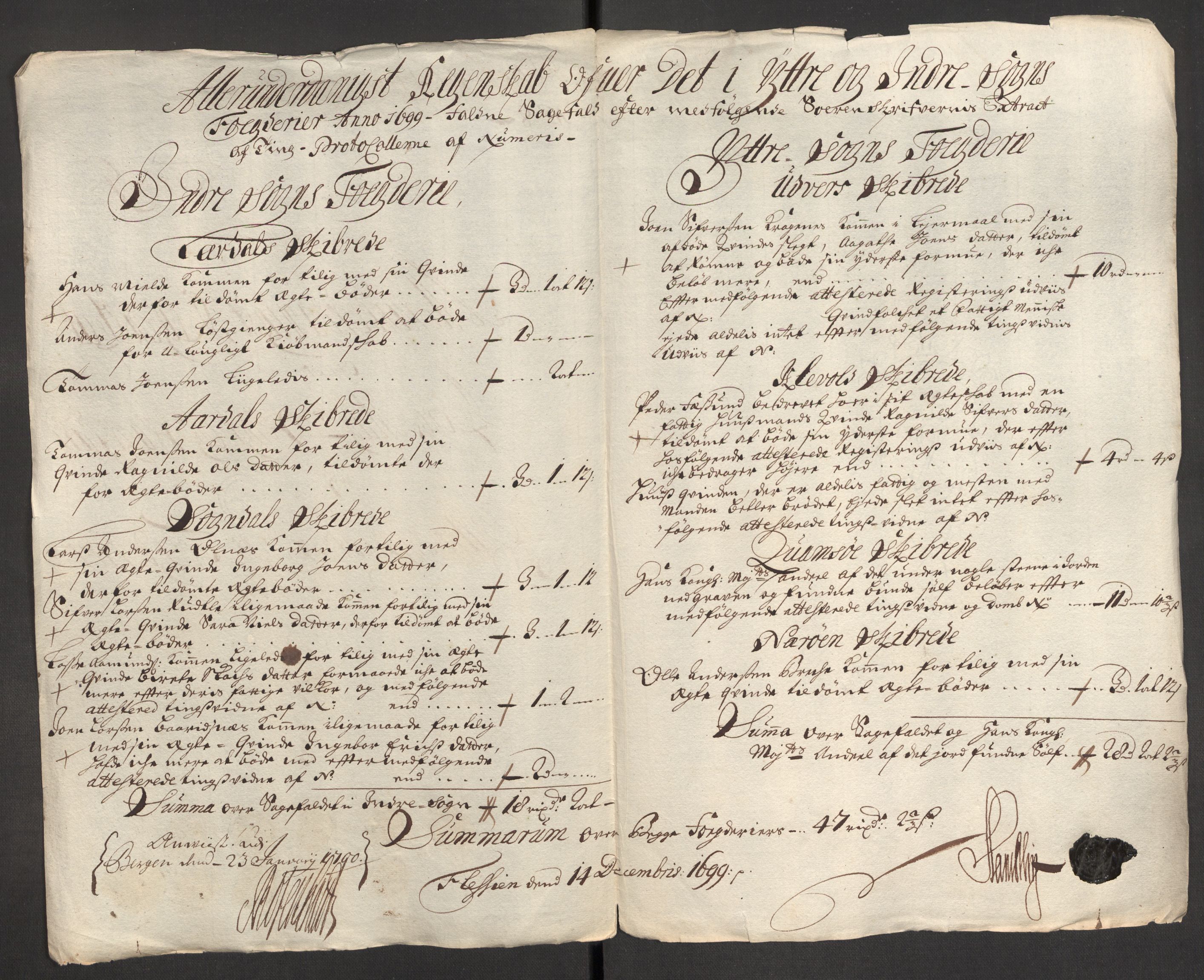 Rentekammeret inntil 1814, Reviderte regnskaper, Fogderegnskap, AV/RA-EA-4092/R52/L3310: Fogderegnskap Sogn, 1698-1699, s. 427