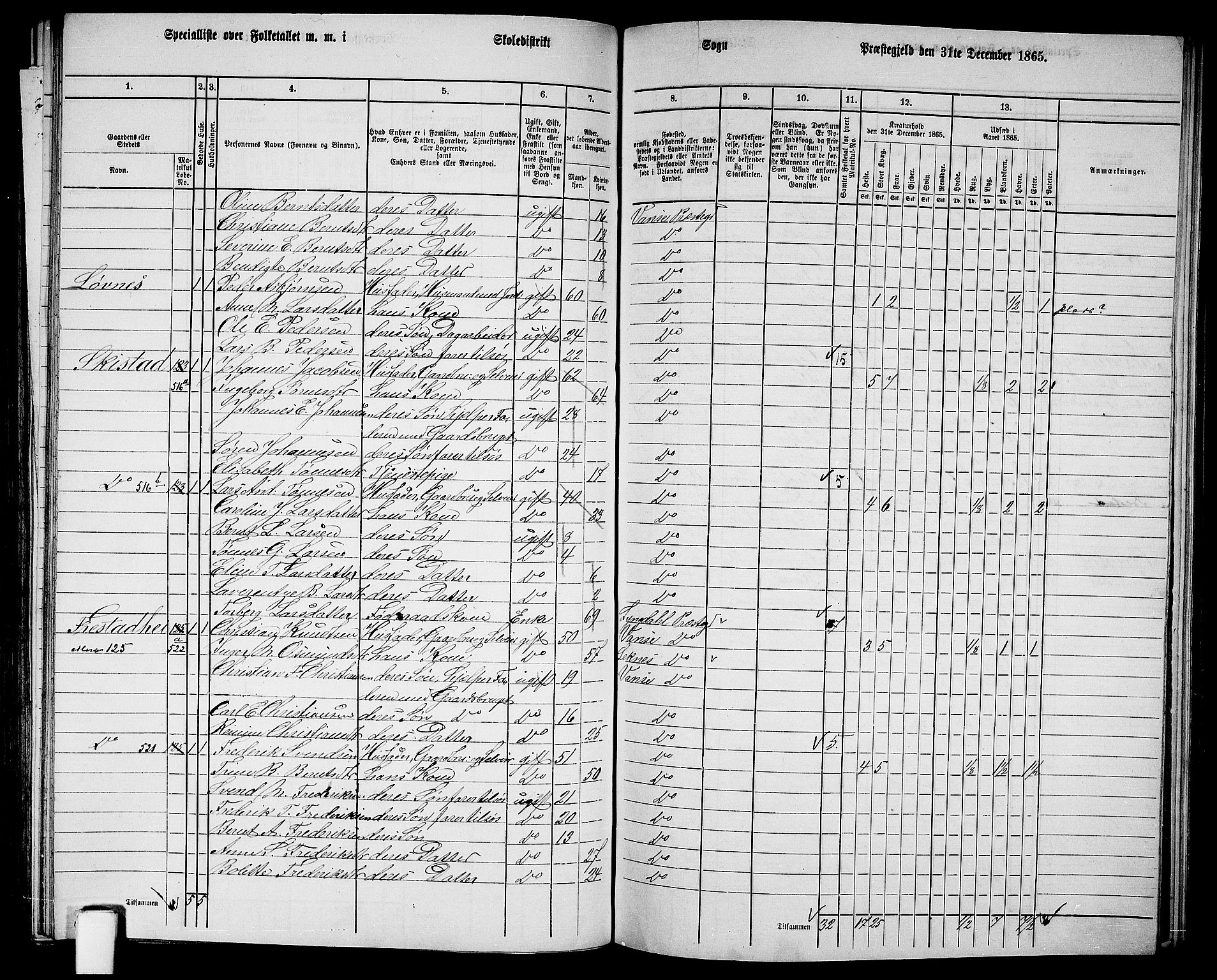 RA, Folketelling 1865 for 1041L Vanse prestegjeld, Vanse sokn og Farsund landsokn, 1865, s. 191