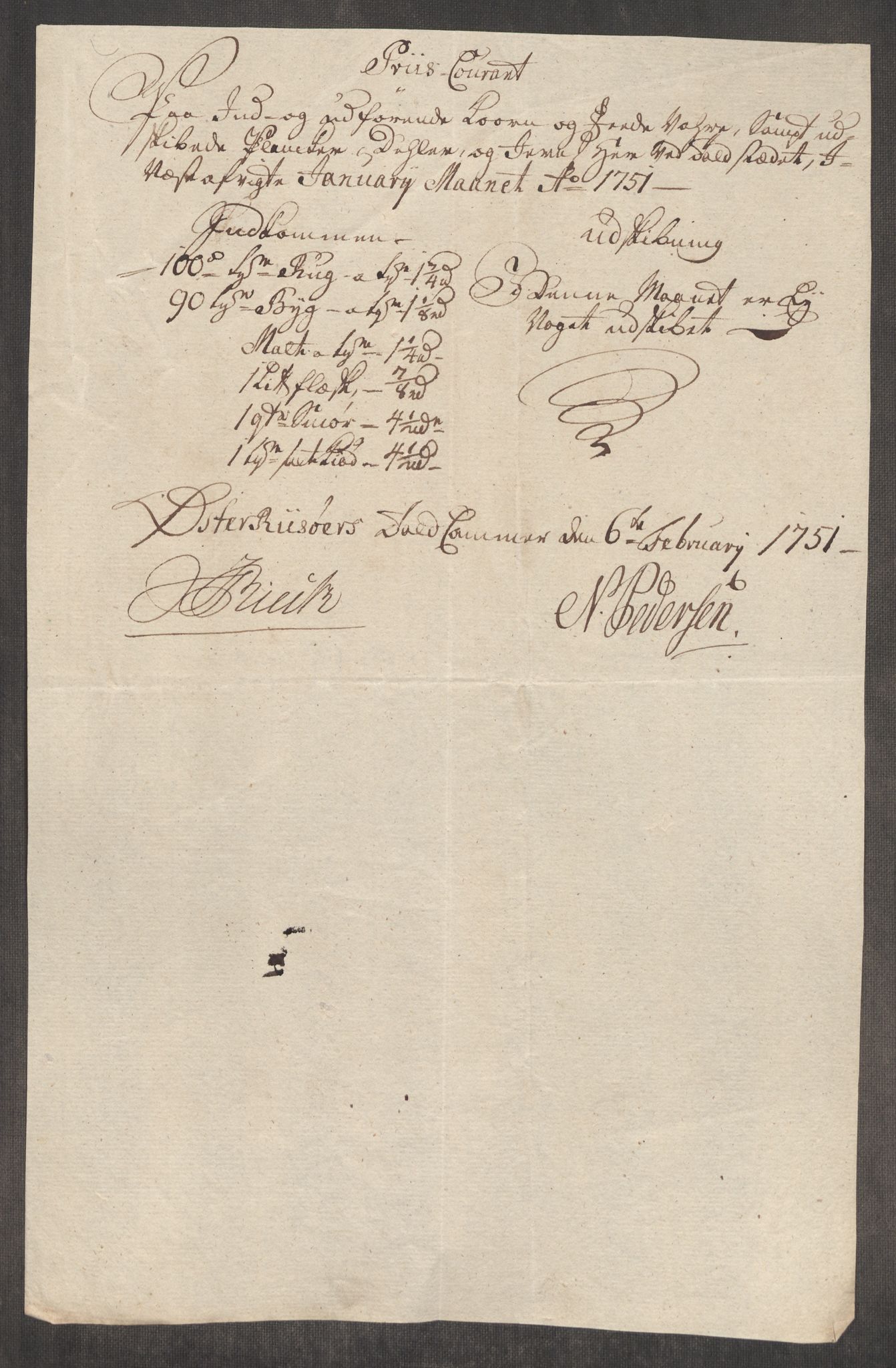 RA, Rentekammeret inntil 1814, Realistisk ordnet avdeling, Oe/L0004: [Ø1]: Priskuranter, 1749-1752, s. 659