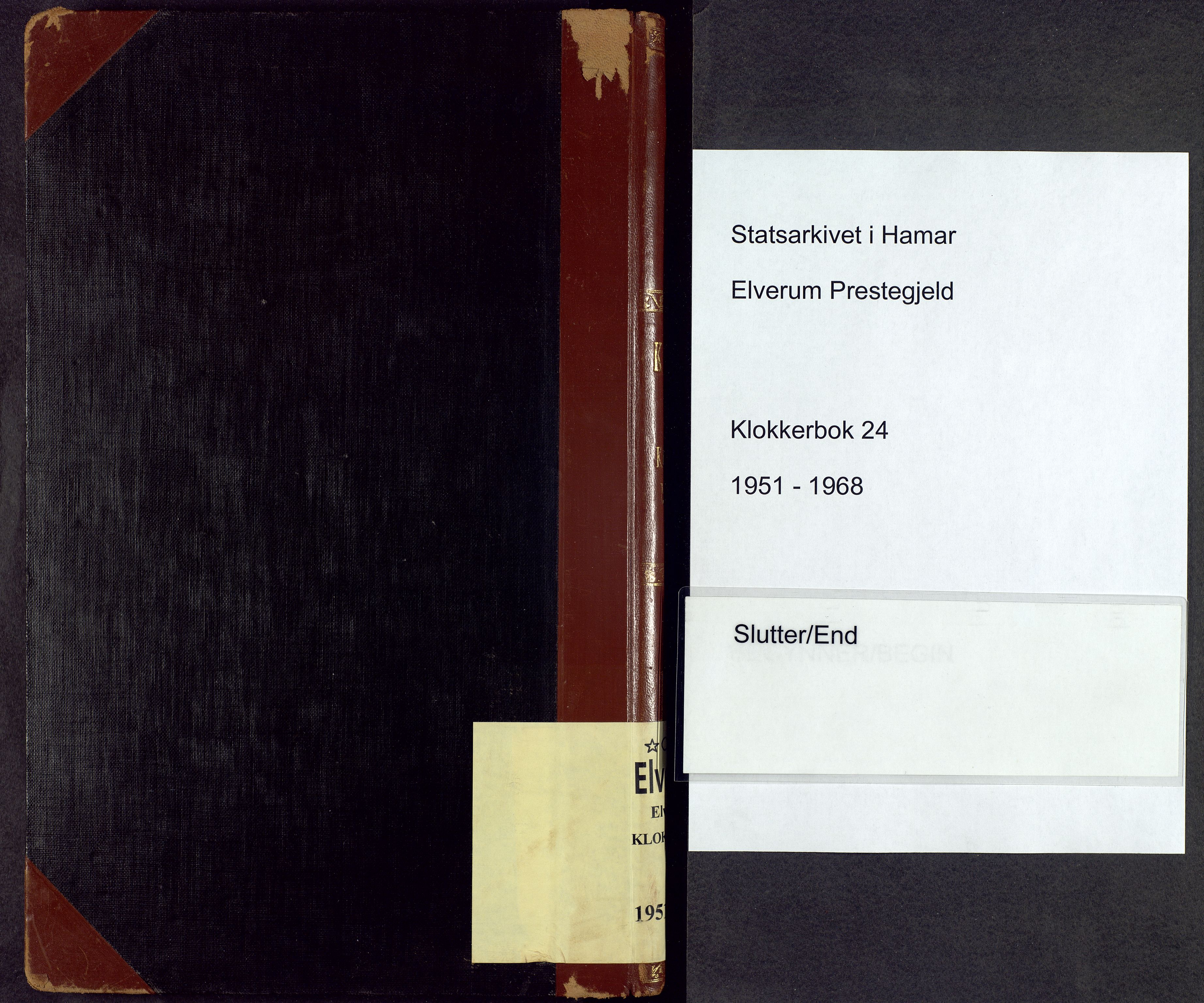 Elverum prestekontor, AV/SAH-PREST-044/H/Ha/Hab/L0024: Klokkerbok nr. 24, 1951-1968