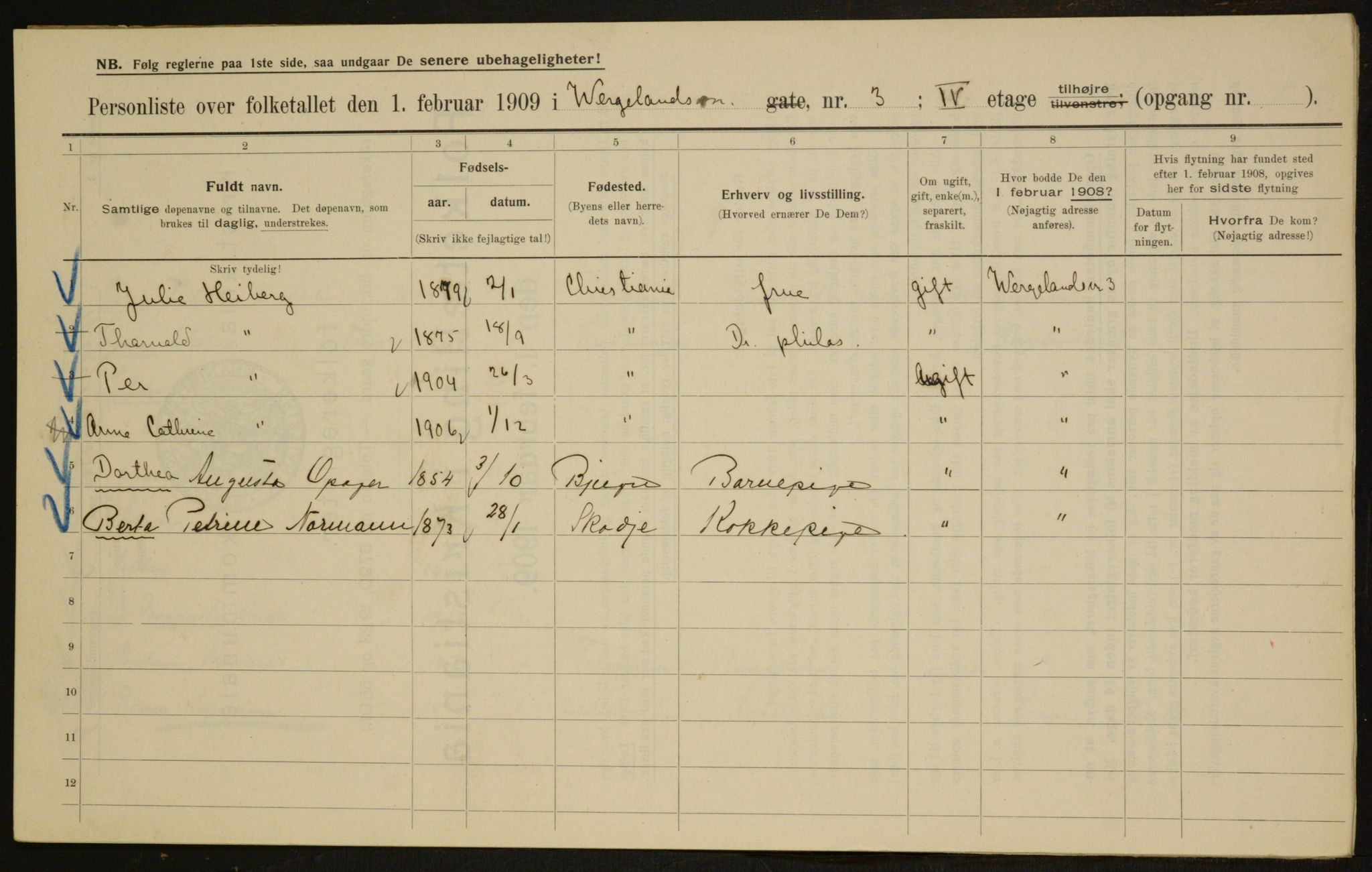 OBA, Kommunal folketelling 1.2.1909 for Kristiania kjøpstad, 1909, s. 115978