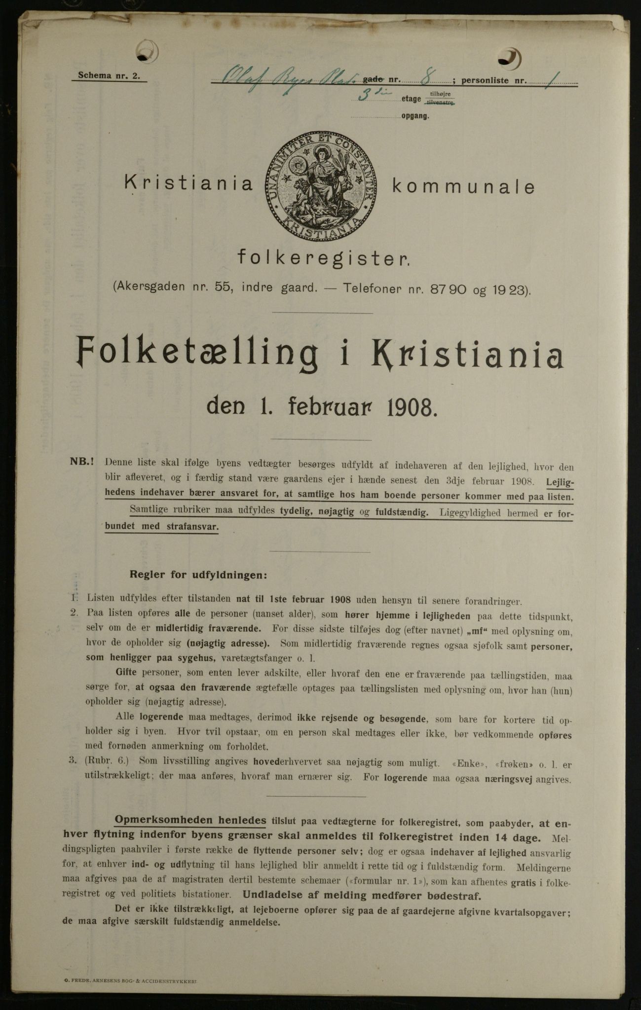 OBA, Kommunal folketelling 1.2.1908 for Kristiania kjøpstad, 1908, s. 67503