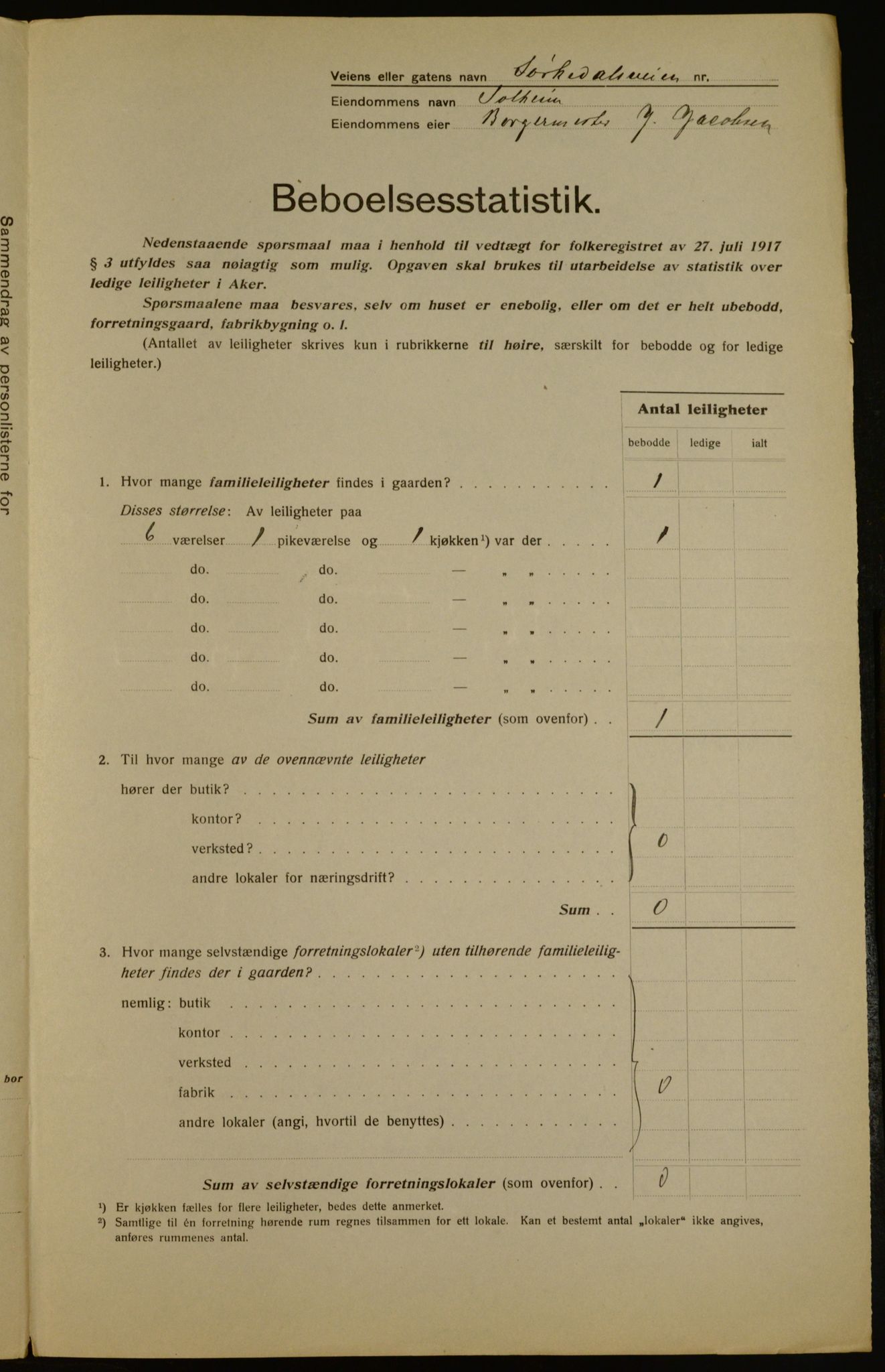 OBA, Kommunal folketelling 1.12.1917 for Aker, 1917, s. 79