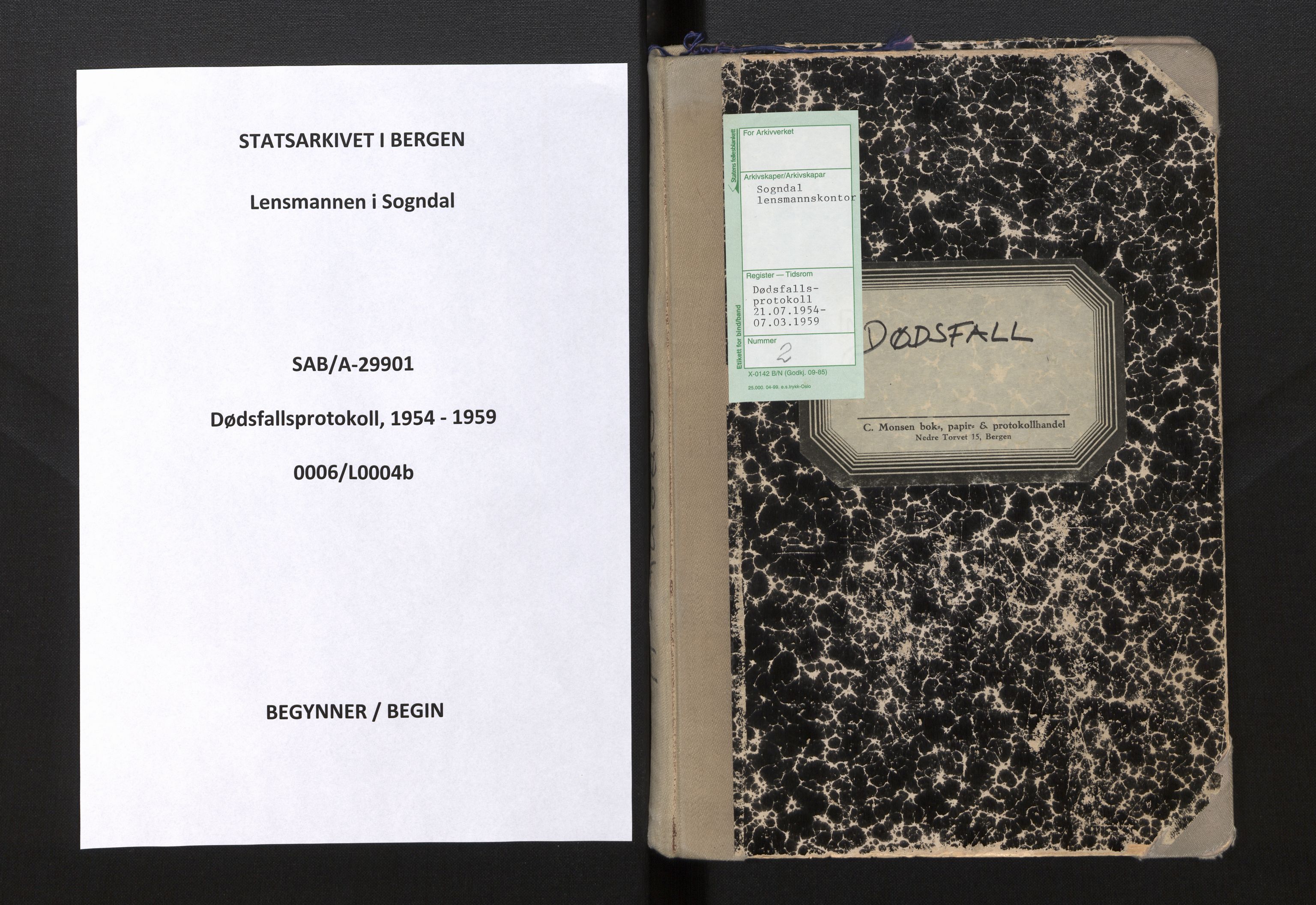 Lensmannen i Sogndal, SAB/A-29901/0006/L0004b: Dødsfallprotokoll, 1954-1959