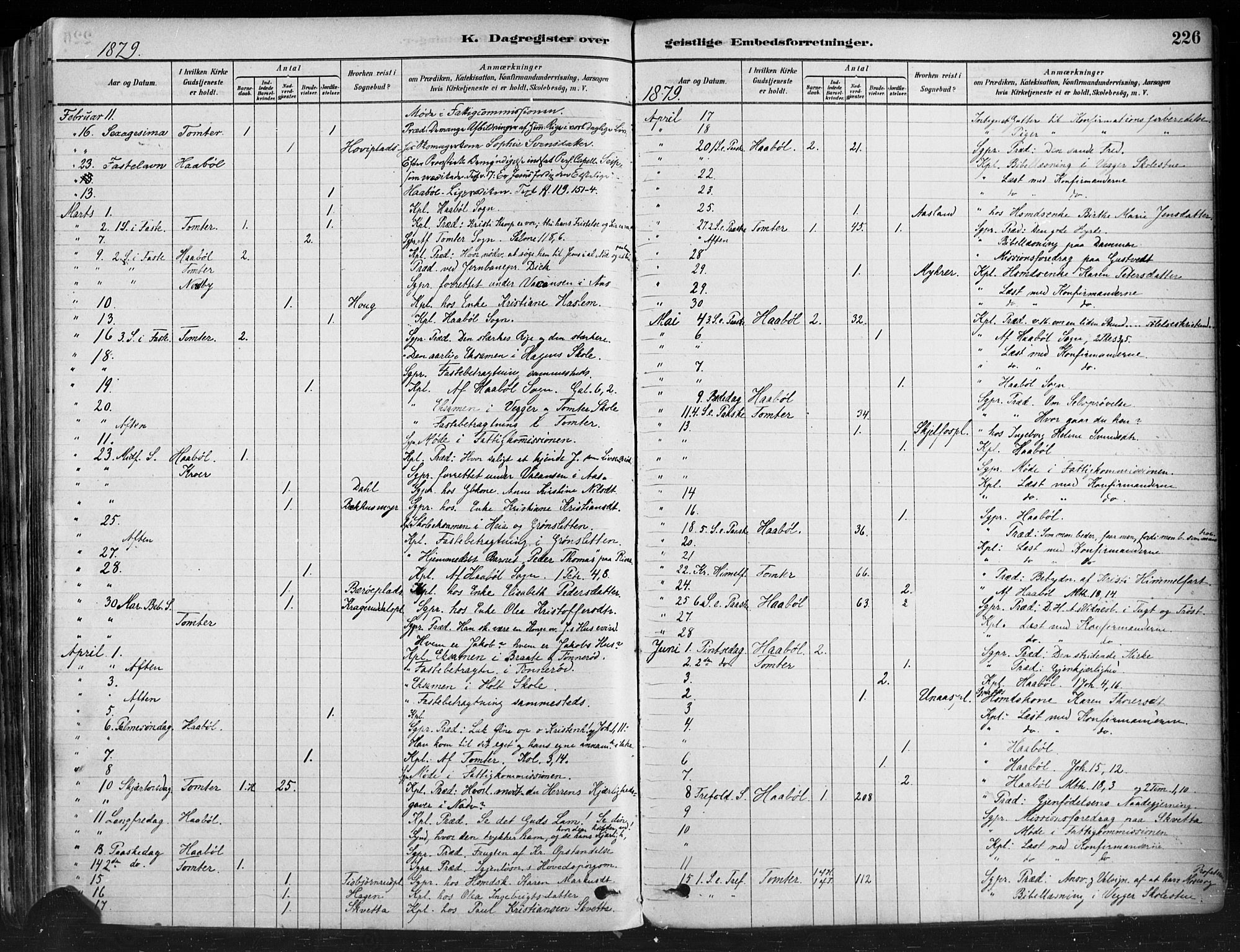 Hobøl prestekontor Kirkebøker, AV/SAO-A-2002/F/Fa/L0005: Ministerialbok nr. I 5, 1878-1904, s. 226