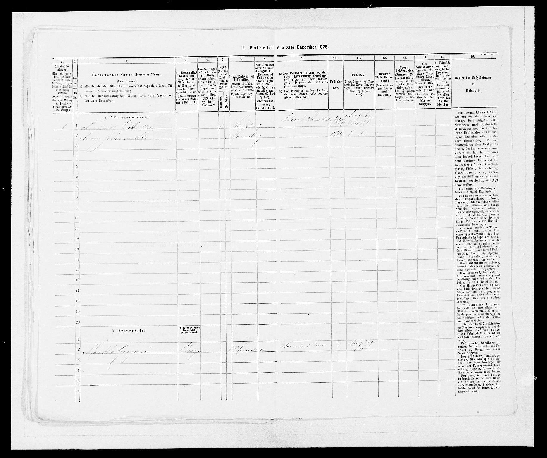 SAB, Folketelling 1875 for 1250P Haus prestegjeld, 1875, s. 1171