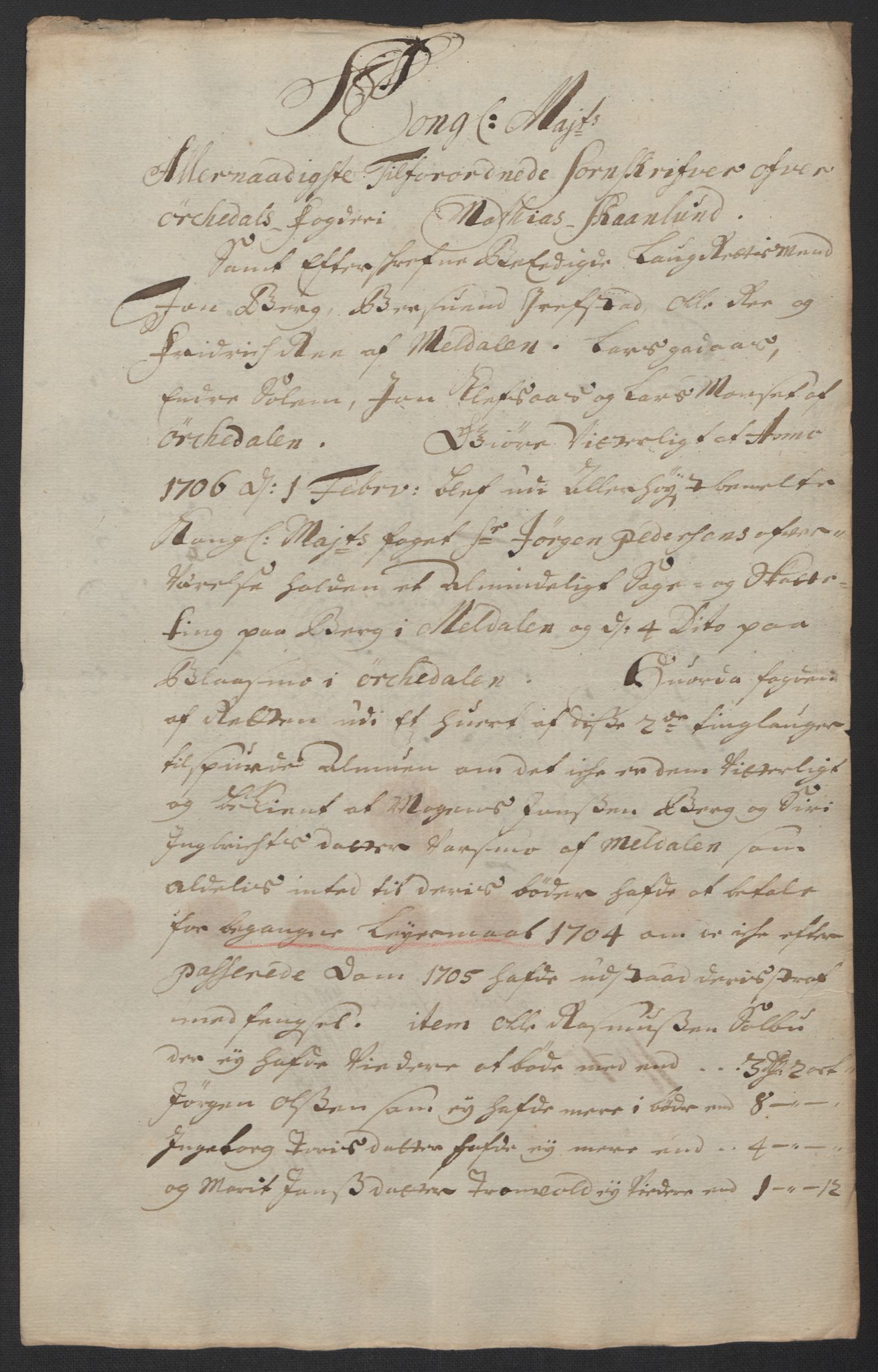 Rentekammeret inntil 1814, Reviderte regnskaper, Fogderegnskap, AV/RA-EA-4092/R60/L3955: Fogderegnskap Orkdal og Gauldal, 1705, s. 193