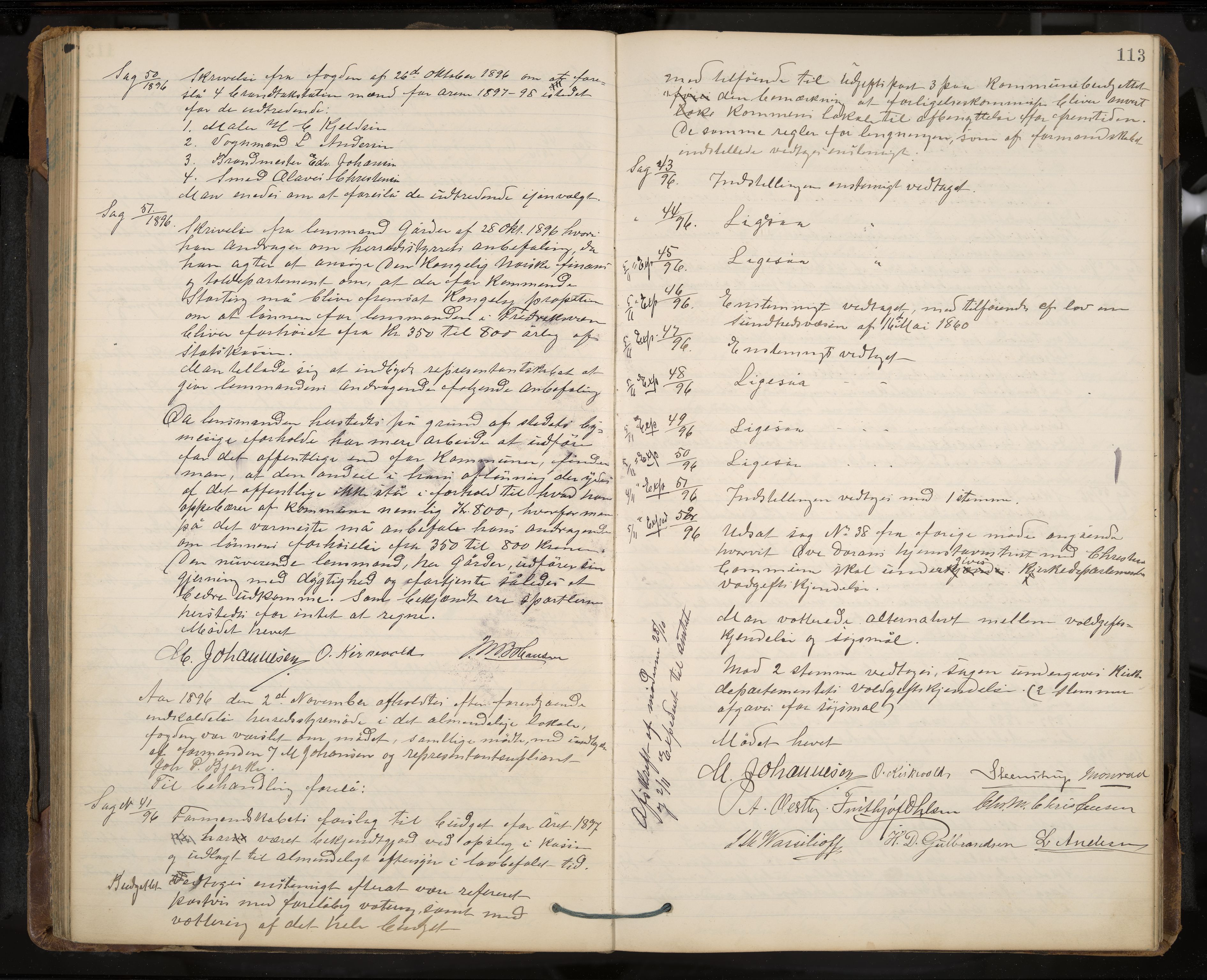 Stavern formannskap og sentraladministrasjon, IKAK/0708021/A/Aa/L0004: Møtebok med register, 1891-1905, s. 113
