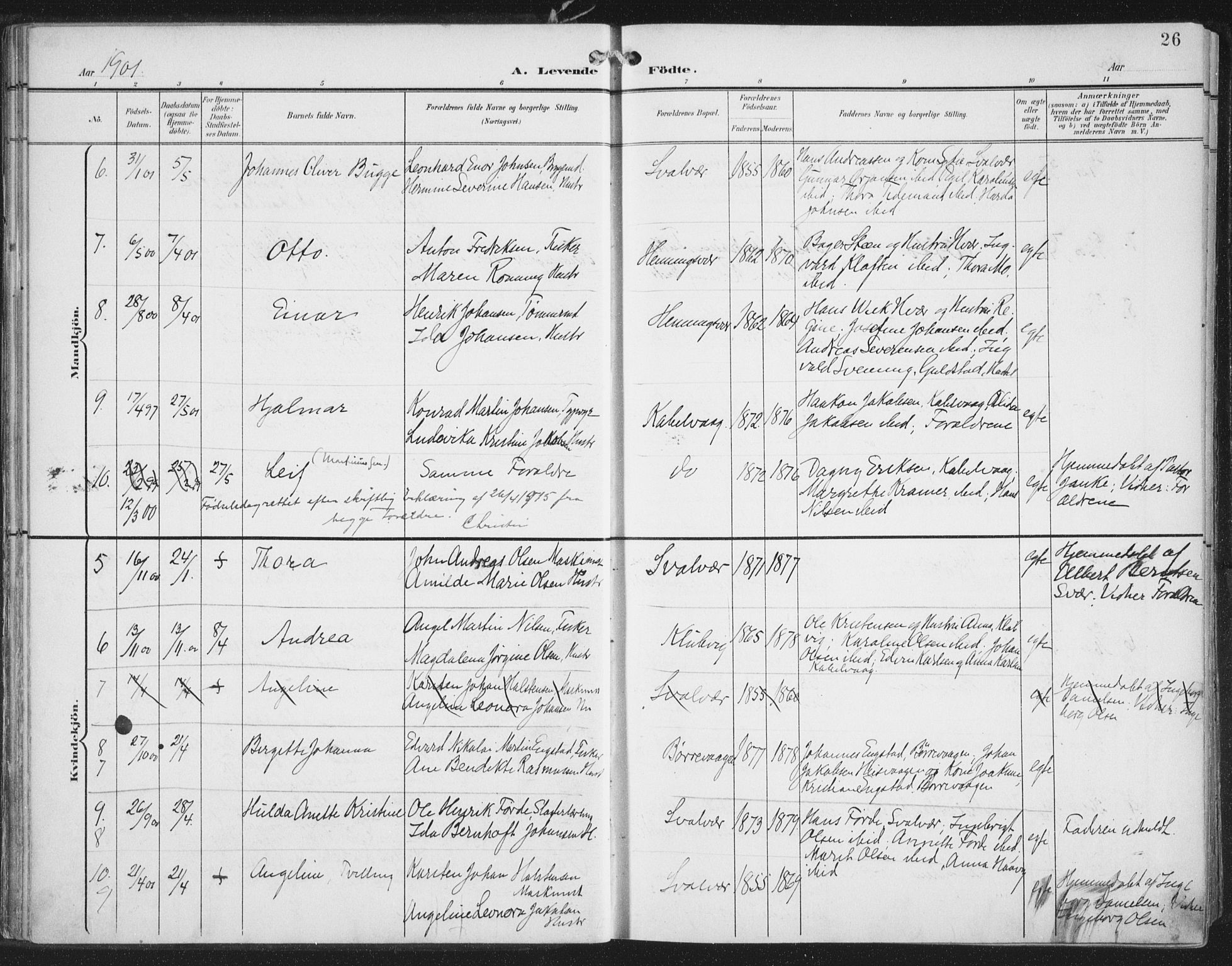 Ministerialprotokoller, klokkerbøker og fødselsregistre - Nordland, SAT/A-1459/874/L1062: Ministerialbok nr. 874A06, 1899-1907, s. 26