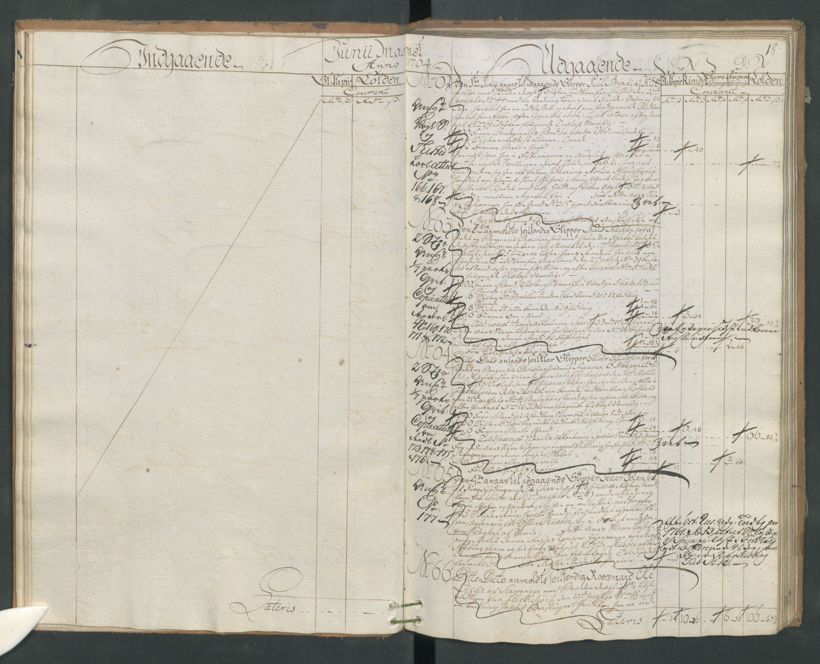 Generaltollkammeret, tollregnskaper, AV/RA-EA-5490/R17/L0025/0006: Tollregnskaper Mandal / Utgående hovedtollbok, 1764, s. 17b-18a