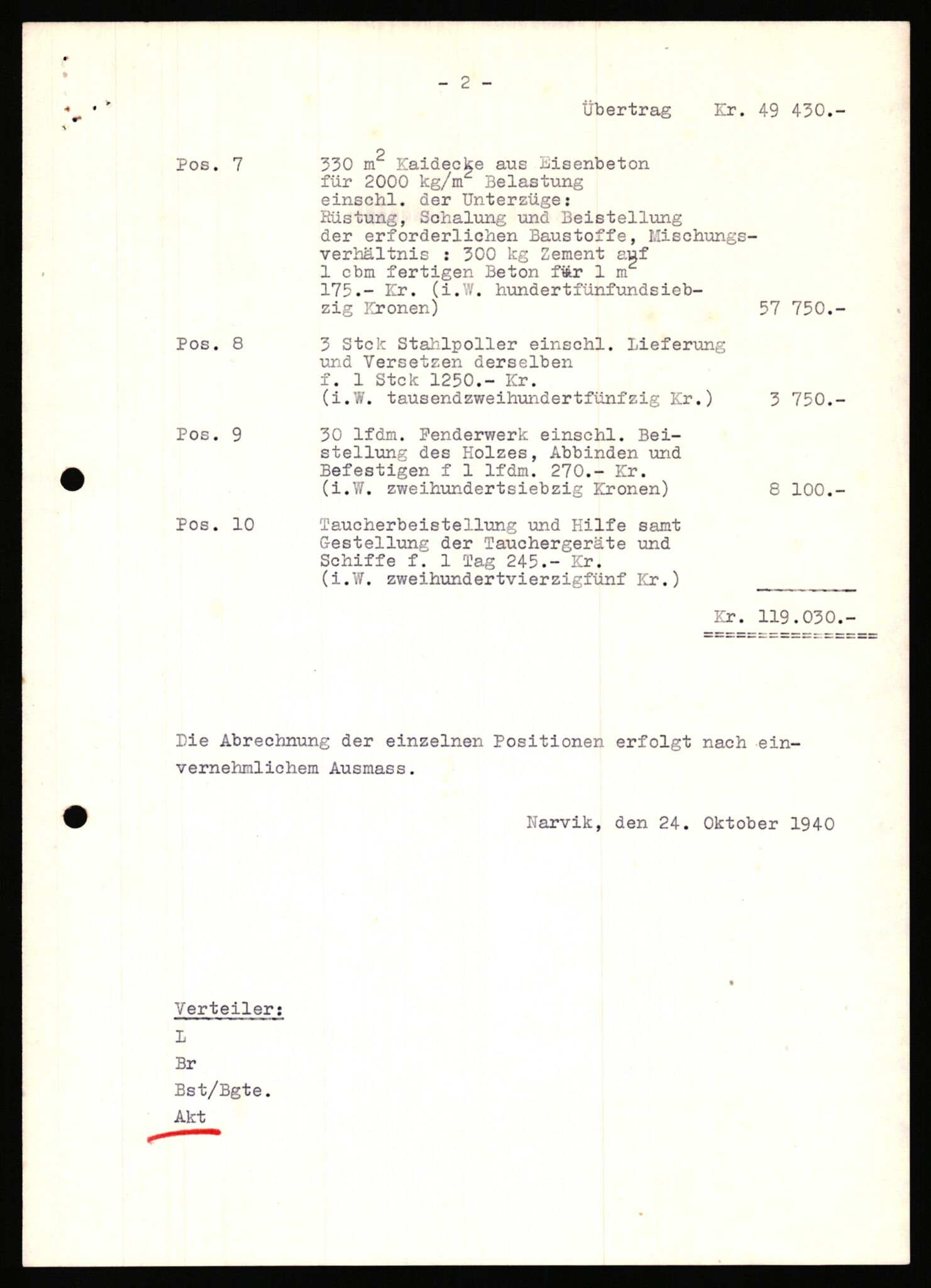 Tyske arkiver, Organisation Todt (OT), Einsatzgruppe Wiking, AV/RA-RAFA-2188/2/B/Bb/L0006: Korrespondanse med Kriegsmarine, 1940-1941, s. 461