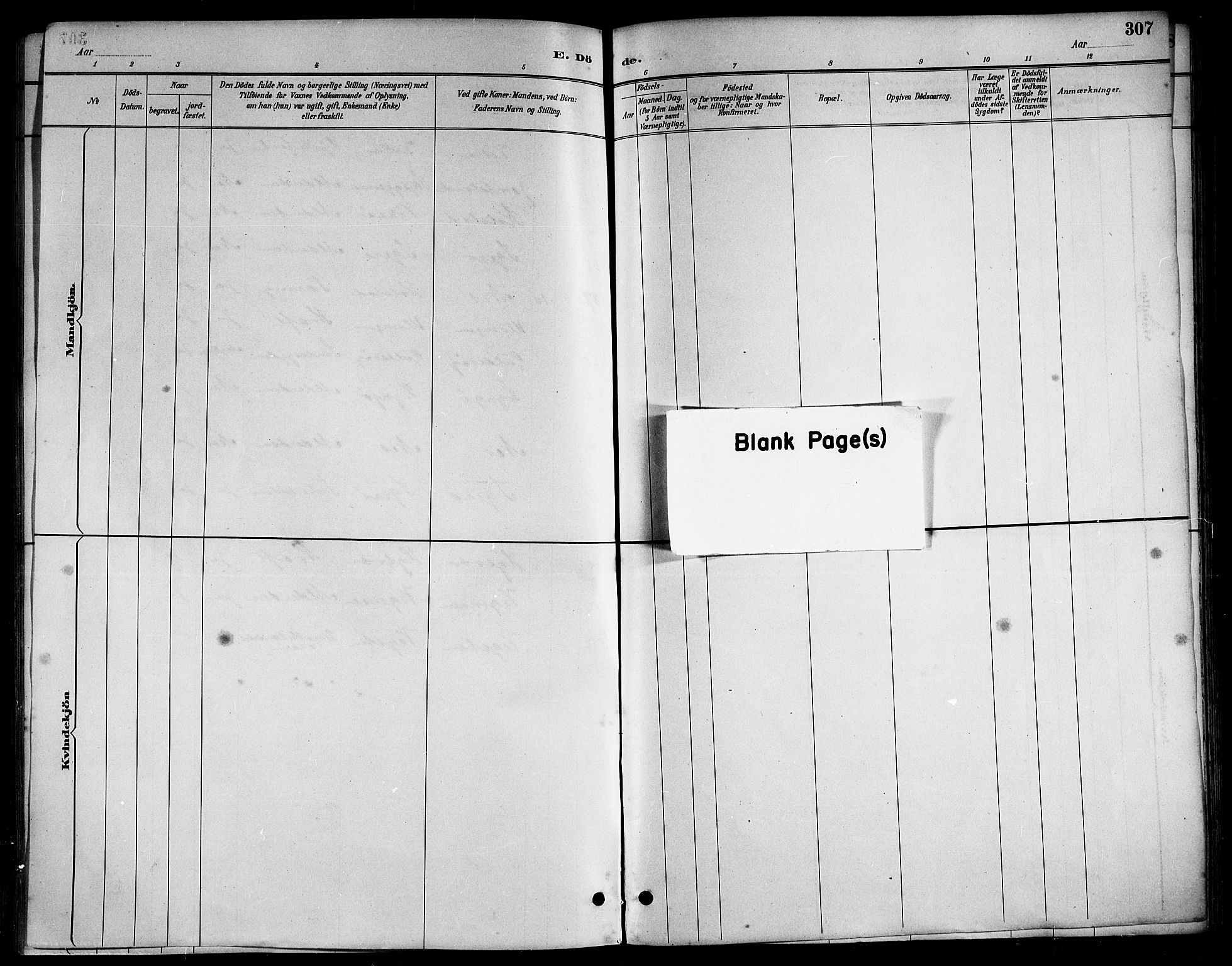 Ministerialprotokoller, klokkerbøker og fødselsregistre - Nordland, AV/SAT-A-1459/816/L0253: Klokkerbok nr. 816C03, 1886-1905, s. 307