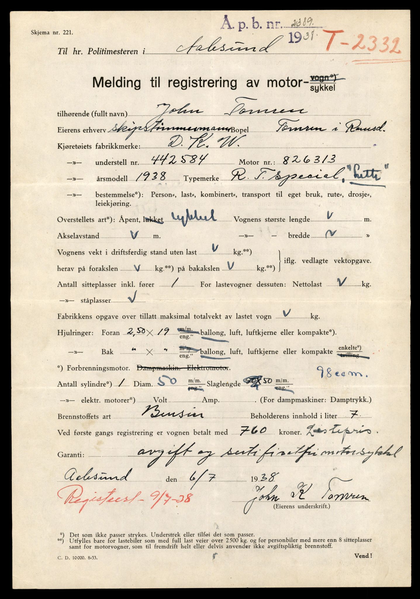 Møre og Romsdal vegkontor - Ålesund trafikkstasjon, AV/SAT-A-4099/F/Fe/L0029: Registreringskort for kjøretøy T 11430 - T 11619, 1927-1998, s. 1694