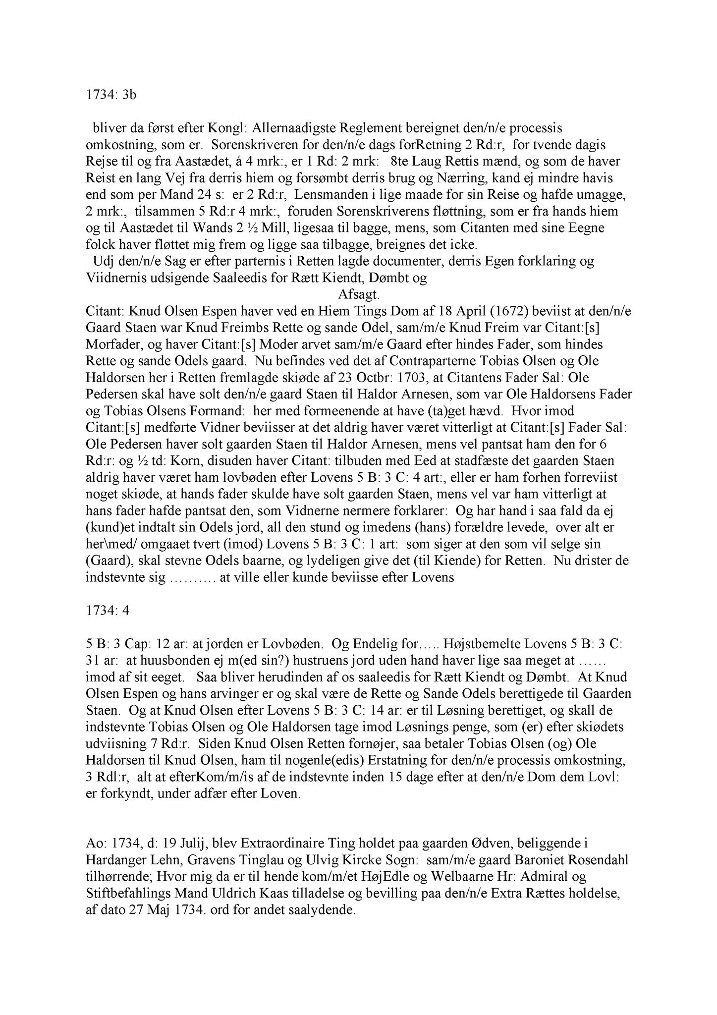 Samling av fulltekstavskrifter, SAB/FULLTEKST/A/12/0088: Hardanger og Voss sorenskriveri, tingbok nr. Ad 14 for Hardanger, Voss og Lysekloster, 1734-1737