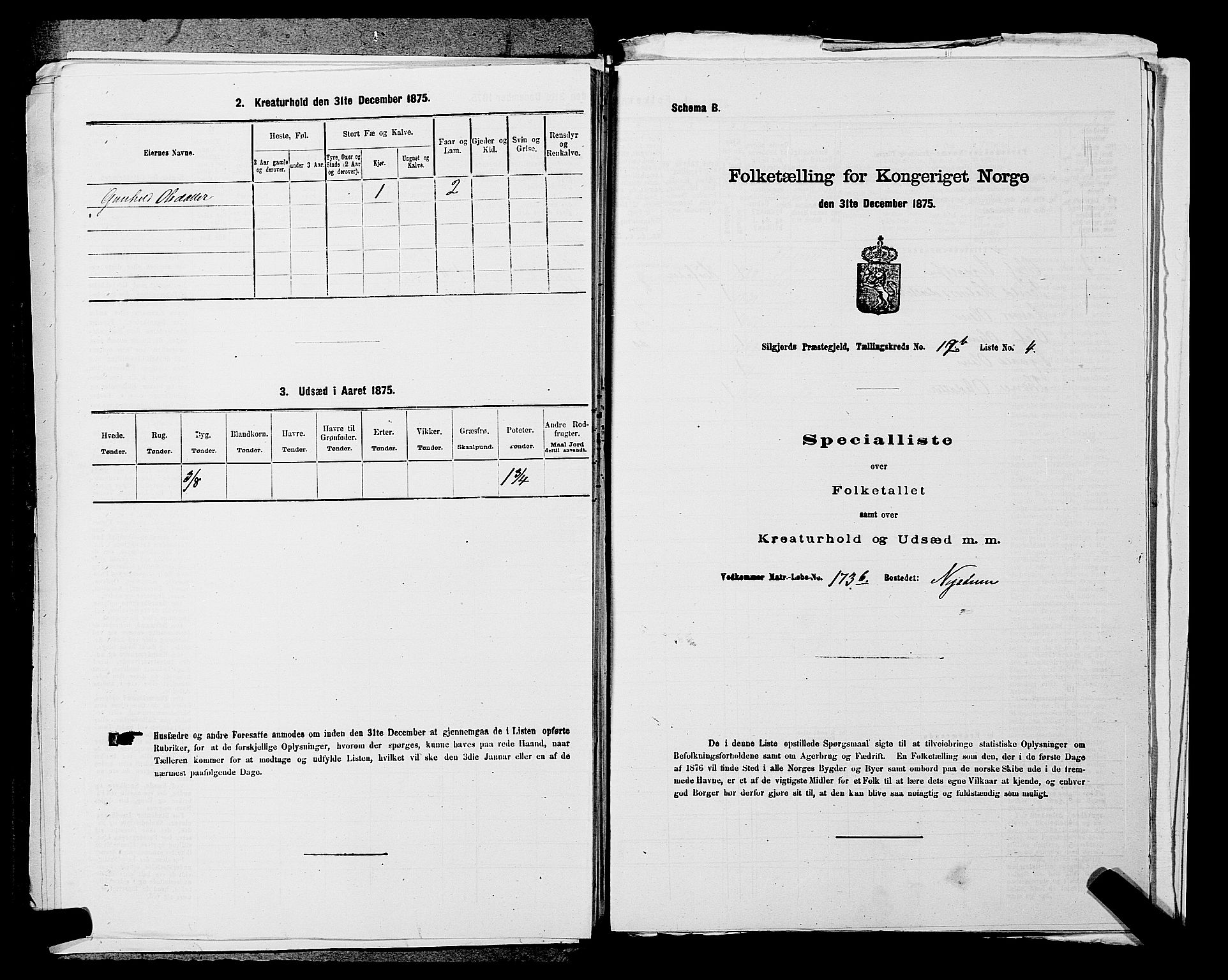 SAKO, Folketelling 1875 for 0828P Seljord prestegjeld, 1875, s. 1362