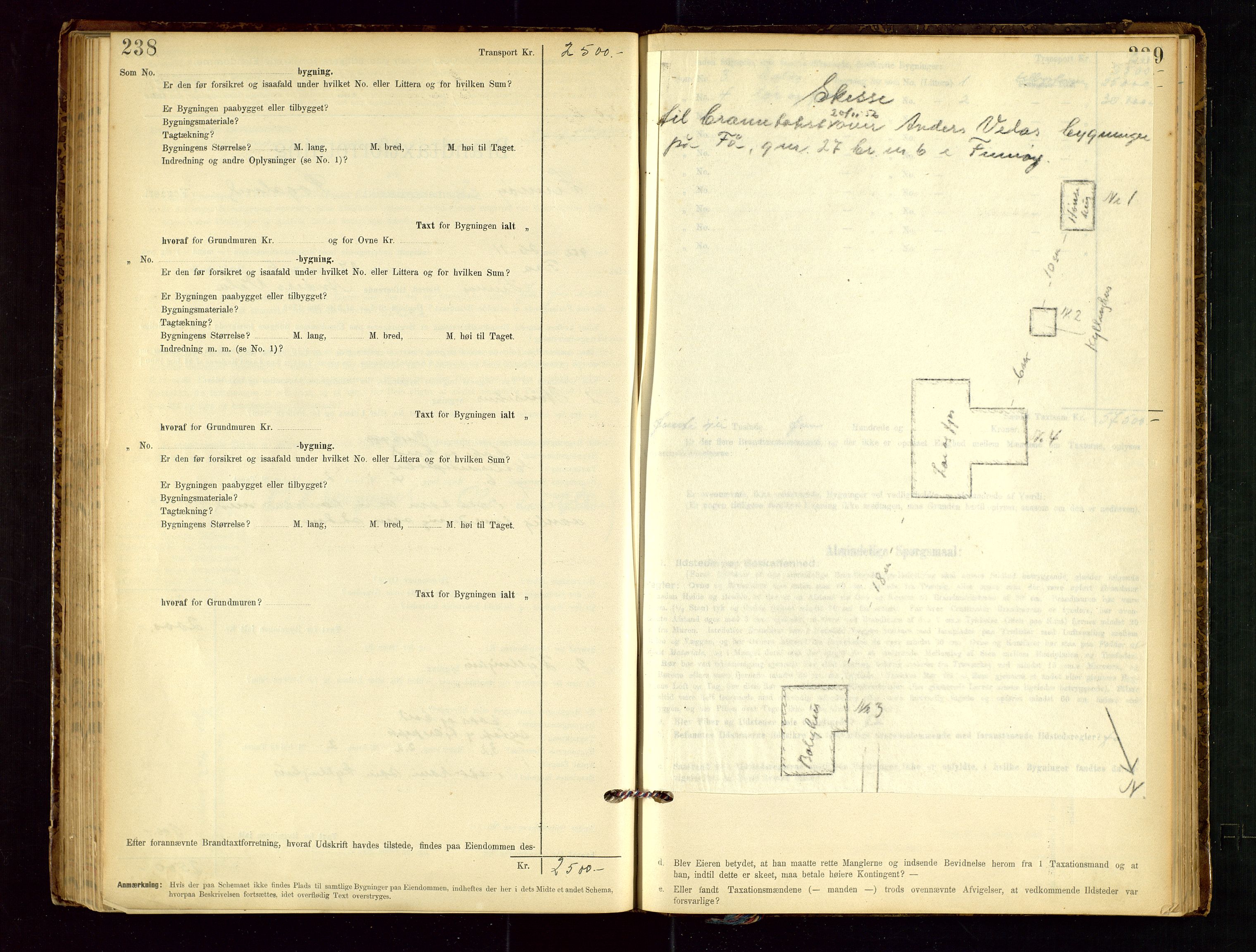 Finnøy lensmannskontor, AV/SAST-A-100442/Goa/L0003: Branntakstprotokoll - skjemaprotokoll, 1896-1954, s. 238-239