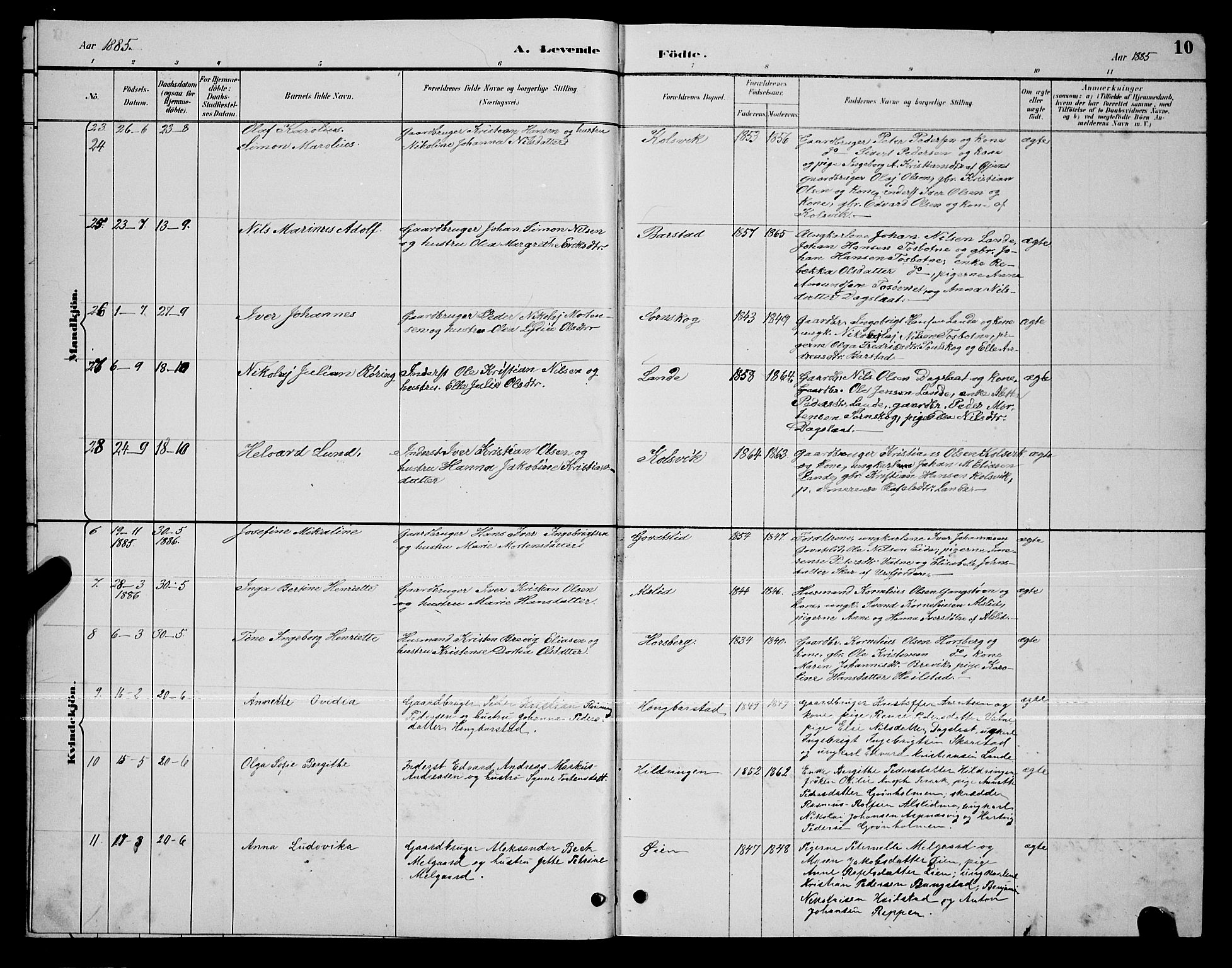 Ministerialprotokoller, klokkerbøker og fødselsregistre - Nordland, AV/SAT-A-1459/810/L0160: Klokkerbok nr. 810C03, 1884-1896, s. 10