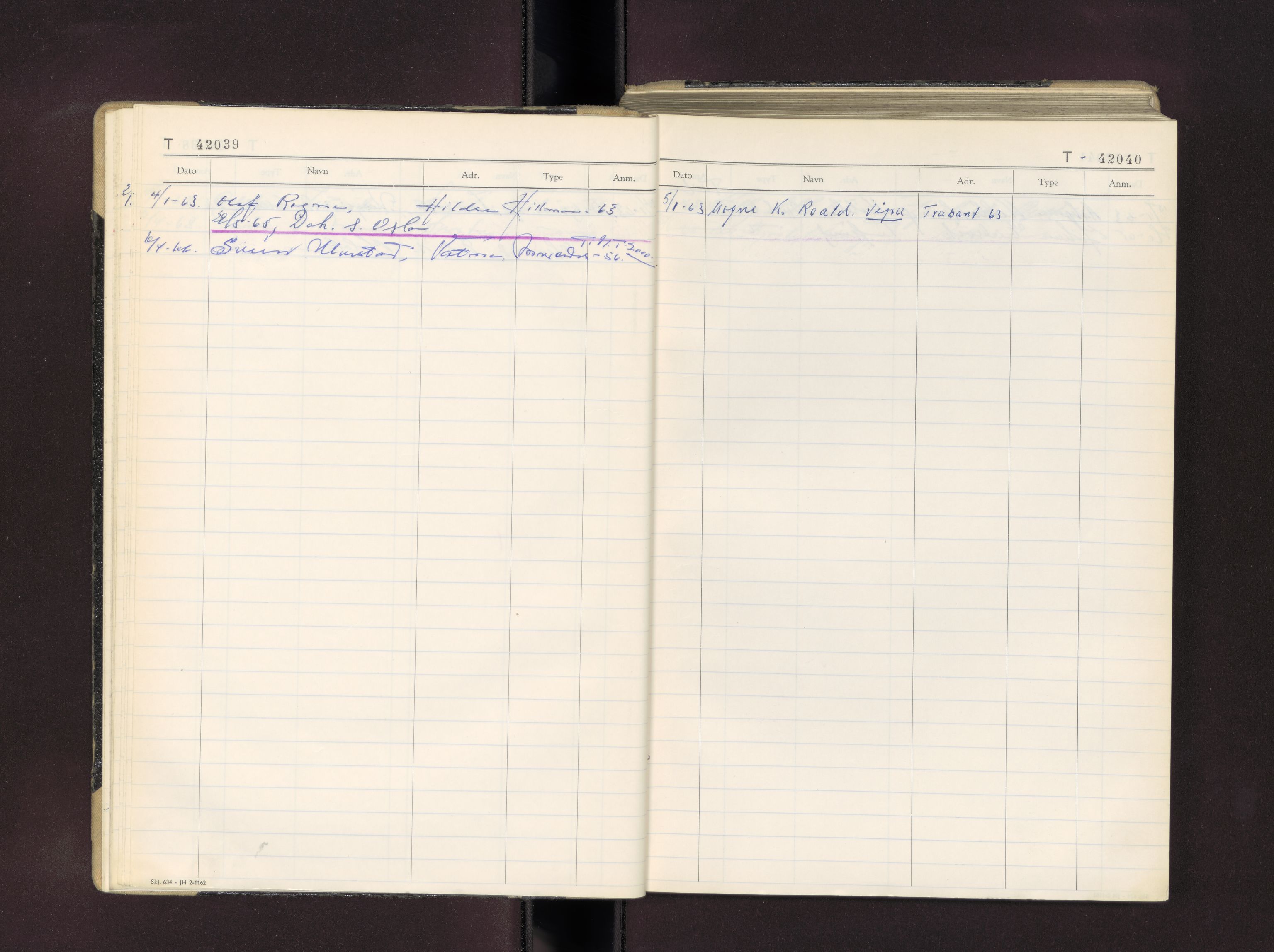 Møre og Romsdal vegkontor - Ålesund trafikkstasjon, AV/SAT-A-4099/F/Fc/L0037: Bilregister; T 42000 - T 42499, 1960-1970
