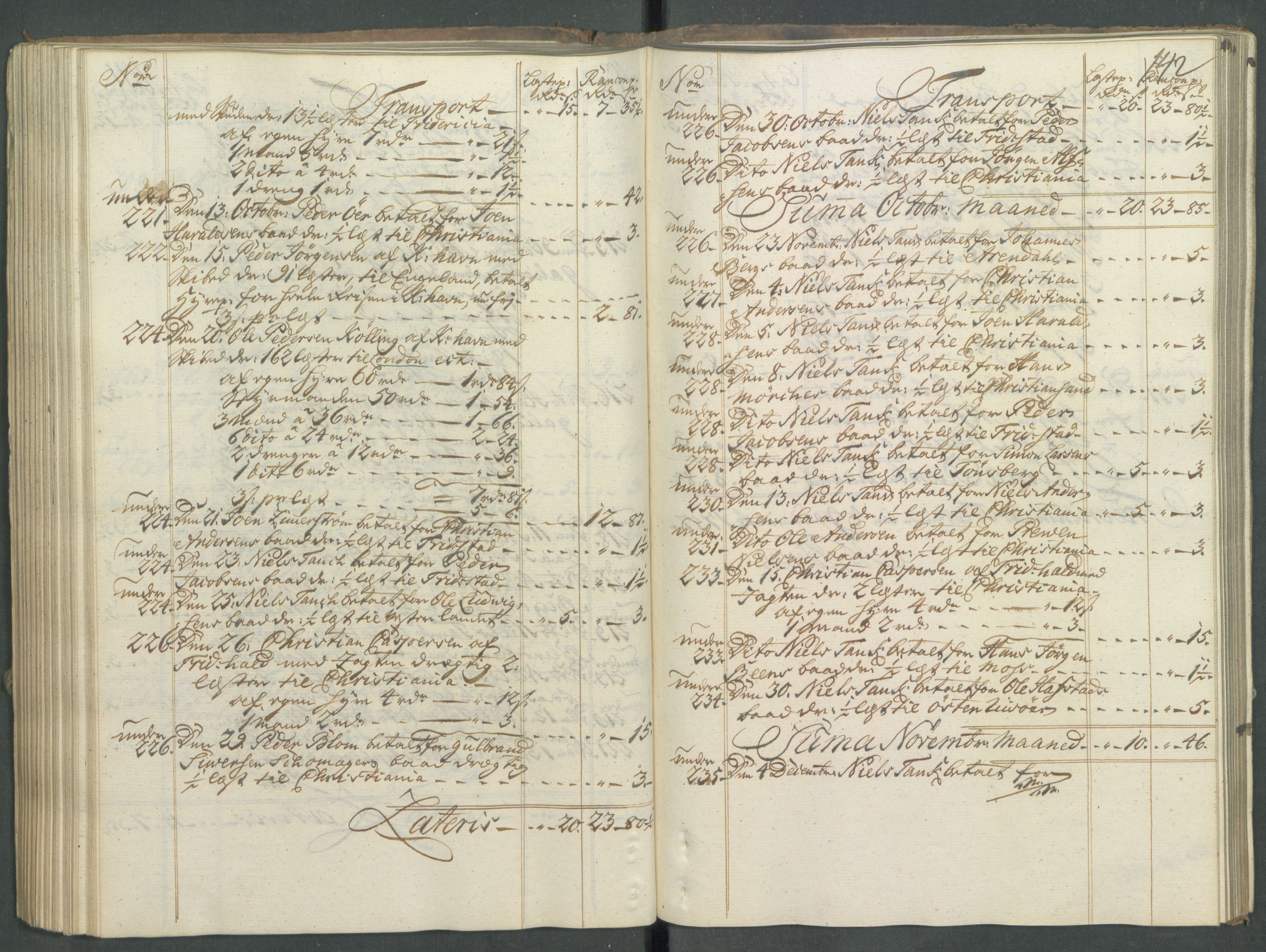 Generaltollkammeret, tollregnskaper, AV/RA-EA-5490/R01/L0029/0001: Tollregnskaper Fredrikshald / Utgående hovedtollbok, 1756, s. 141b-142a