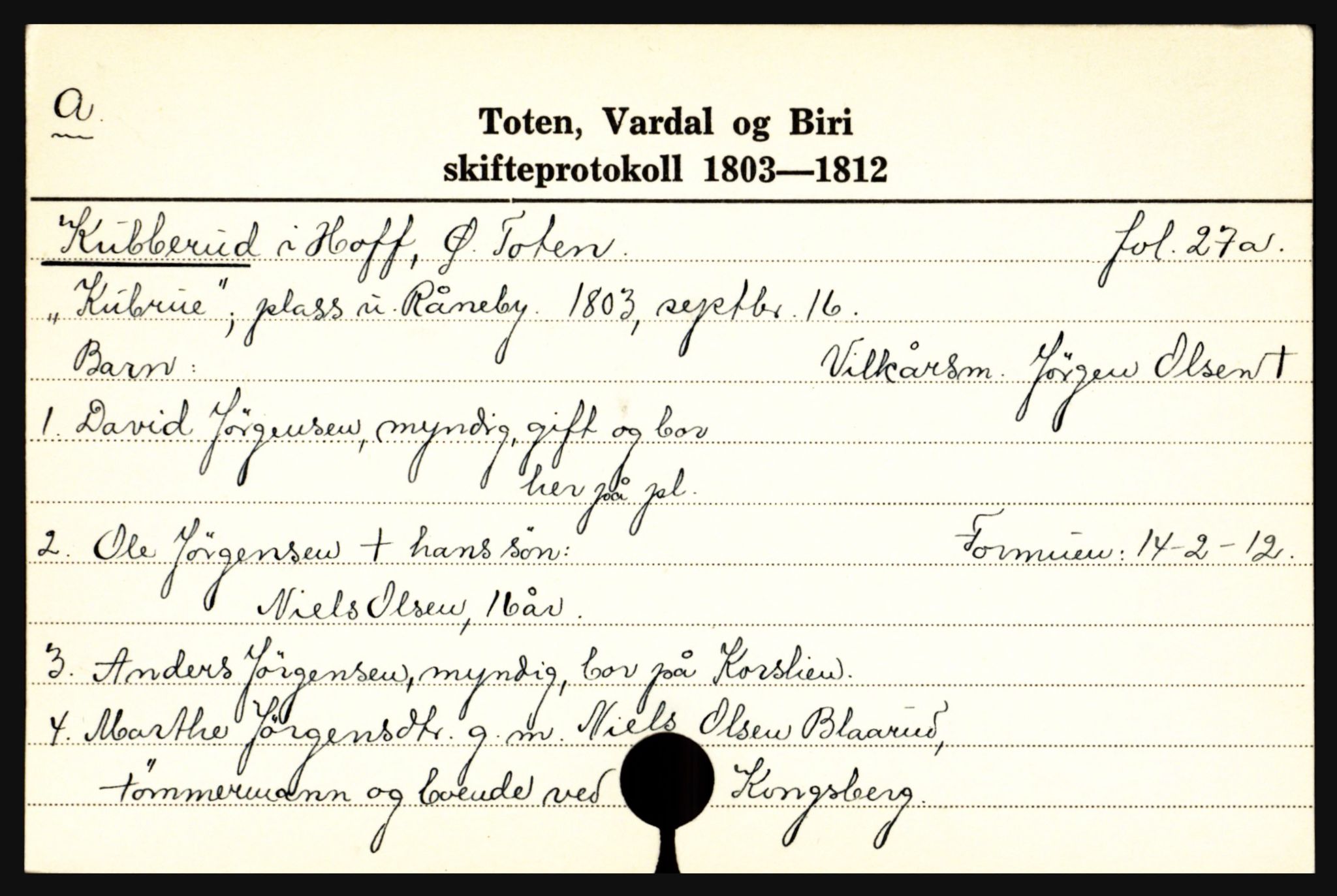 Toten tingrett, SAH/TING-006/J, 1657-1903, s. 11609