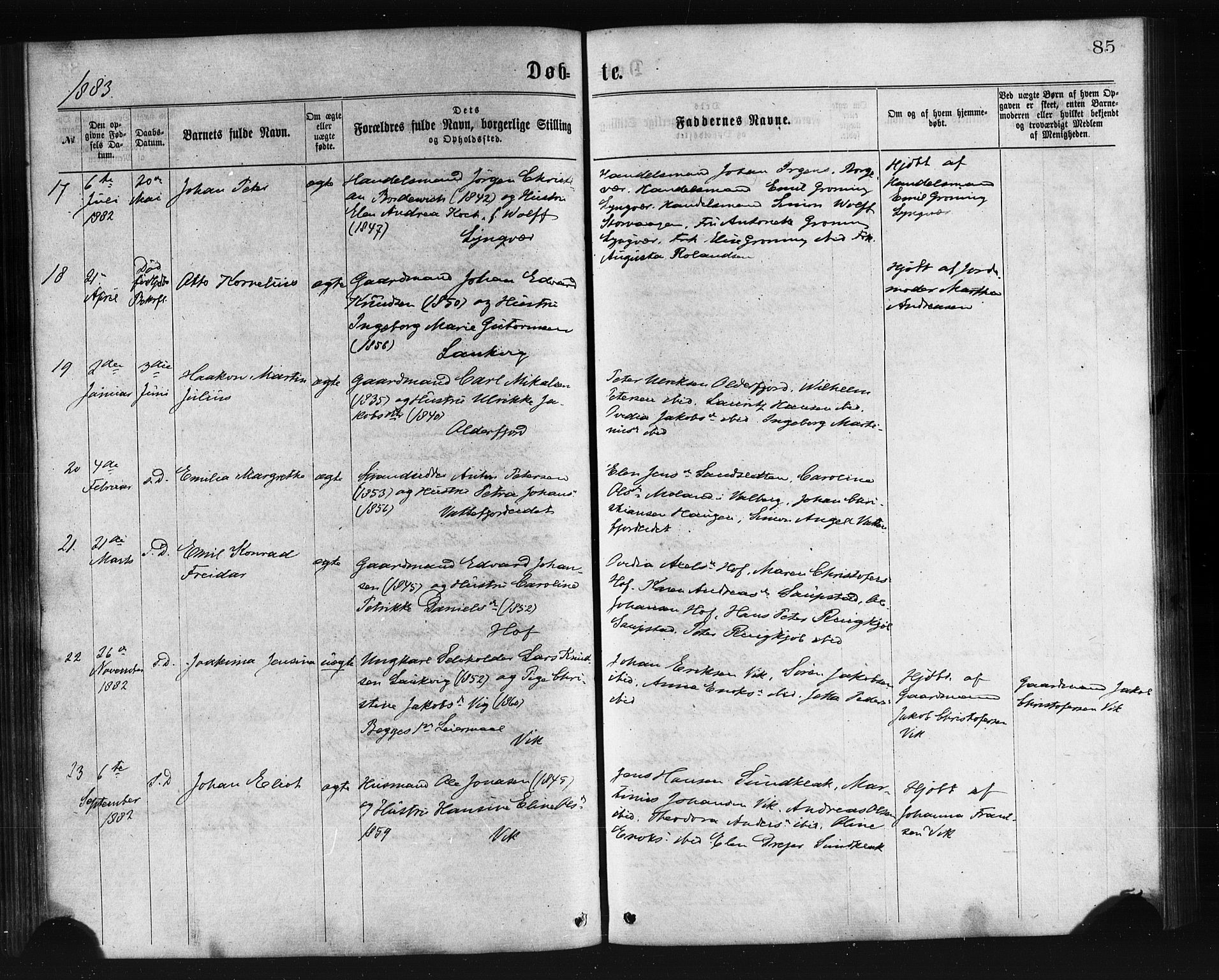 Ministerialprotokoller, klokkerbøker og fødselsregistre - Nordland, SAT/A-1459/876/L1096: Ministerialbok nr. 876A02, 1870-1886, s. 85