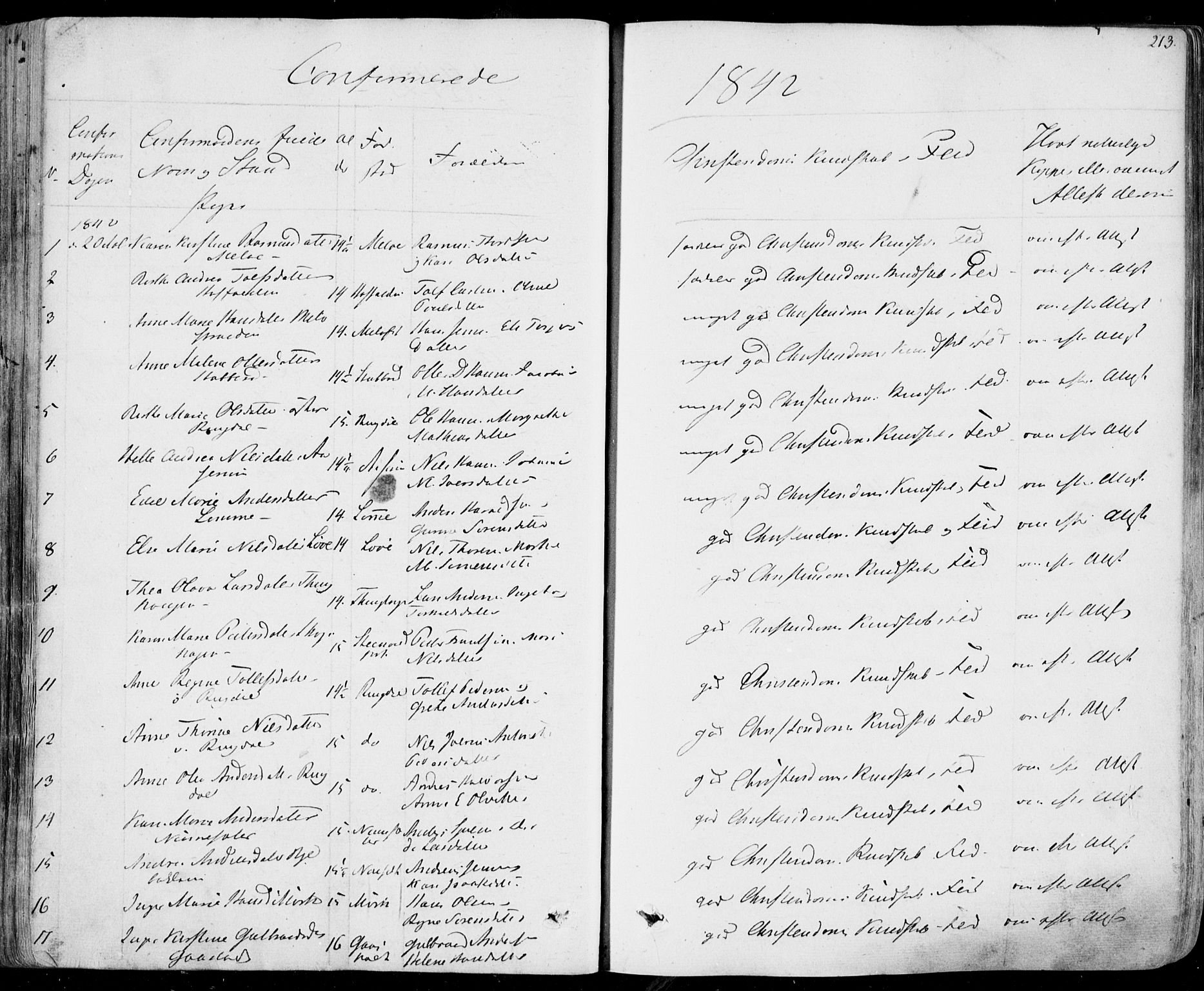 Hedrum kirkebøker, AV/SAKO-A-344/F/Fa/L0005: Ministerialbok nr. I 5, 1835-1848, s. 213