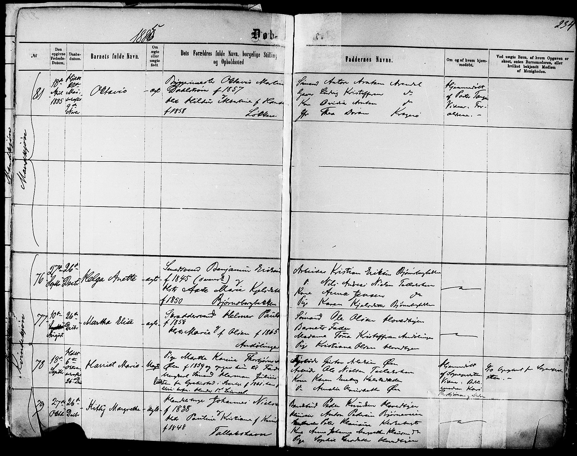 Kragerø kirkebøker, AV/SAKO-A-278/F/Fa/L0011: Ministerialbok nr. 11, 1875-1886, s. 234