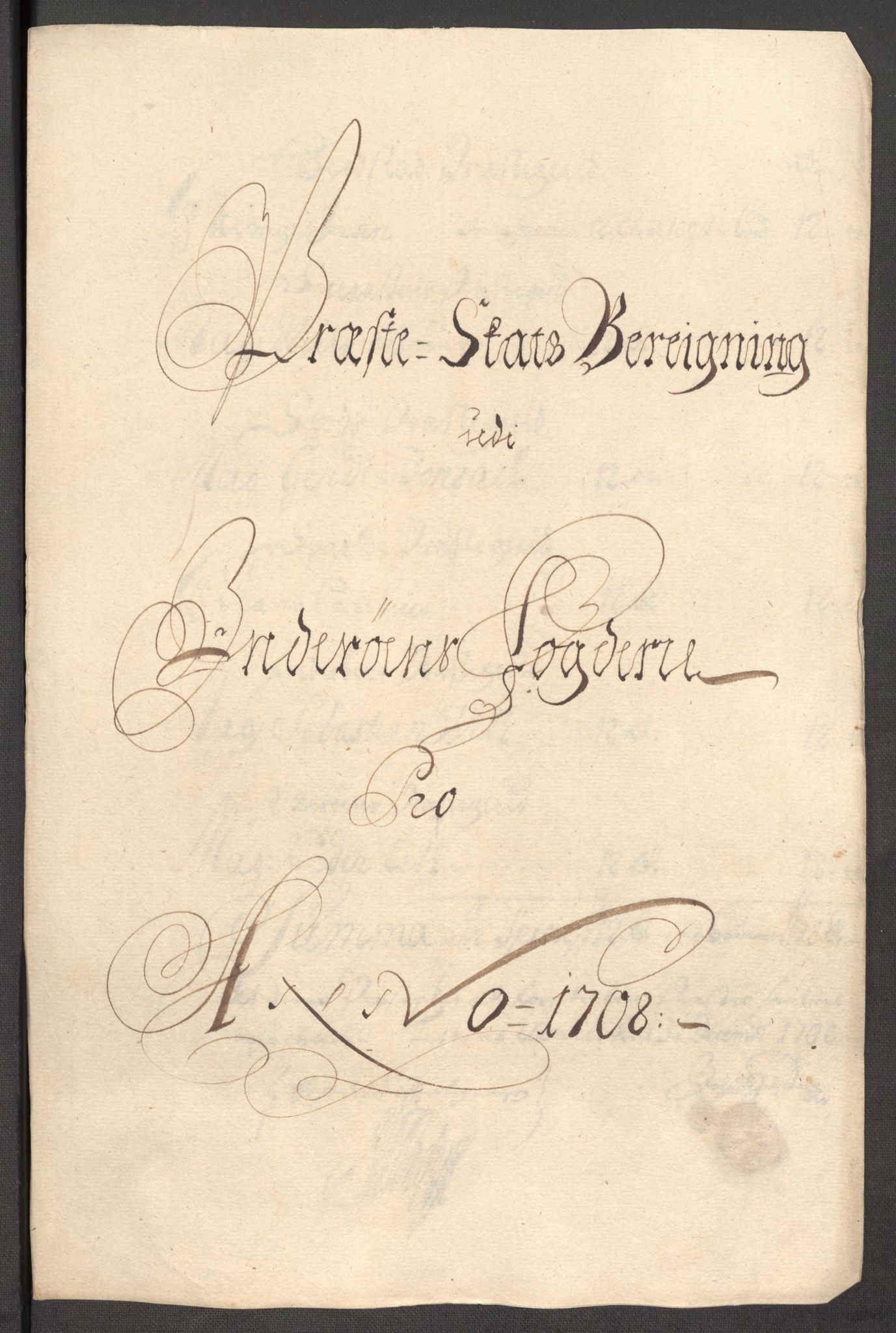 Rentekammeret inntil 1814, Reviderte regnskaper, Fogderegnskap, RA/EA-4092/R63/L4316: Fogderegnskap Inderøy, 1708, s. 124