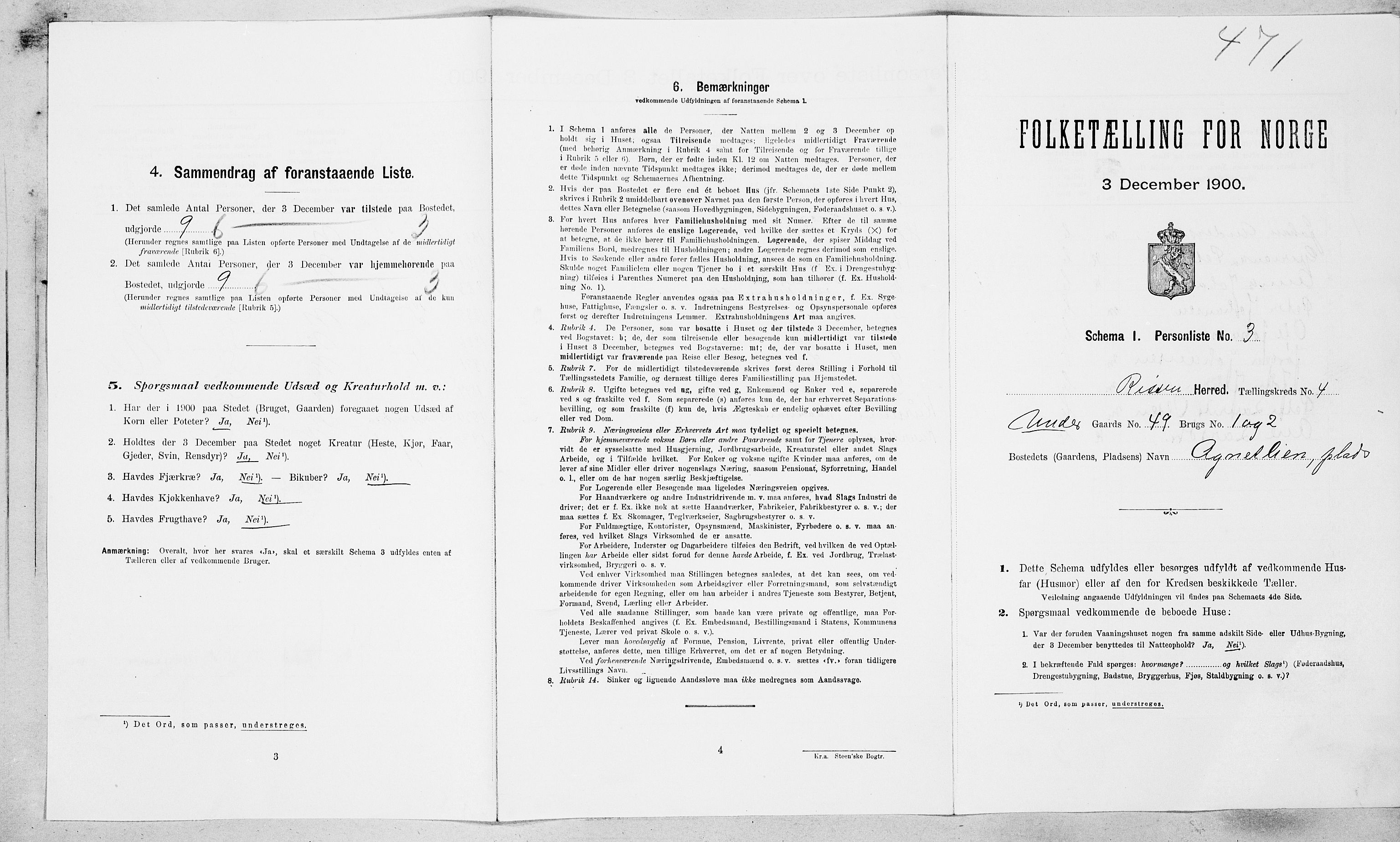 SAT, Folketelling 1900 for 1624 Rissa herred, 1900, s. 464