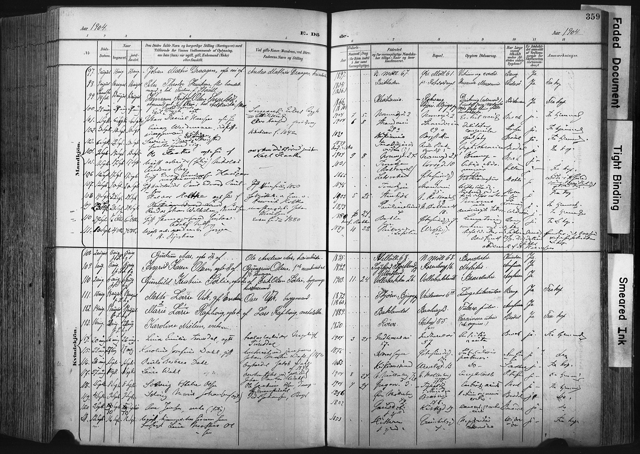 Ministerialprotokoller, klokkerbøker og fødselsregistre - Sør-Trøndelag, SAT/A-1456/604/L0201: Ministerialbok nr. 604A21, 1901-1911, s. 359