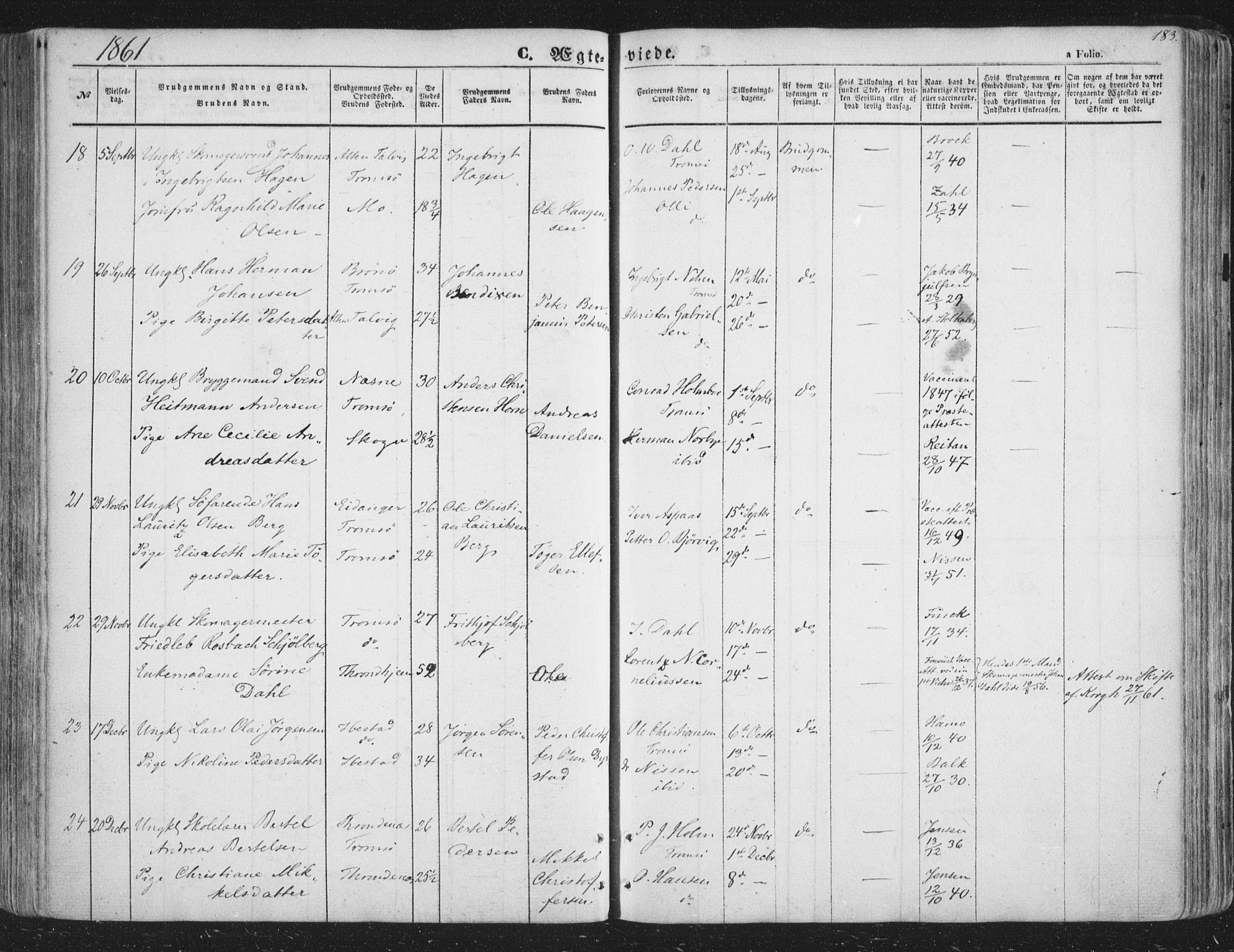 Tromsø sokneprestkontor/stiftsprosti/domprosti, AV/SATØ-S-1343/G/Ga/L0011kirke: Ministerialbok nr. 11, 1856-1865, s. 183