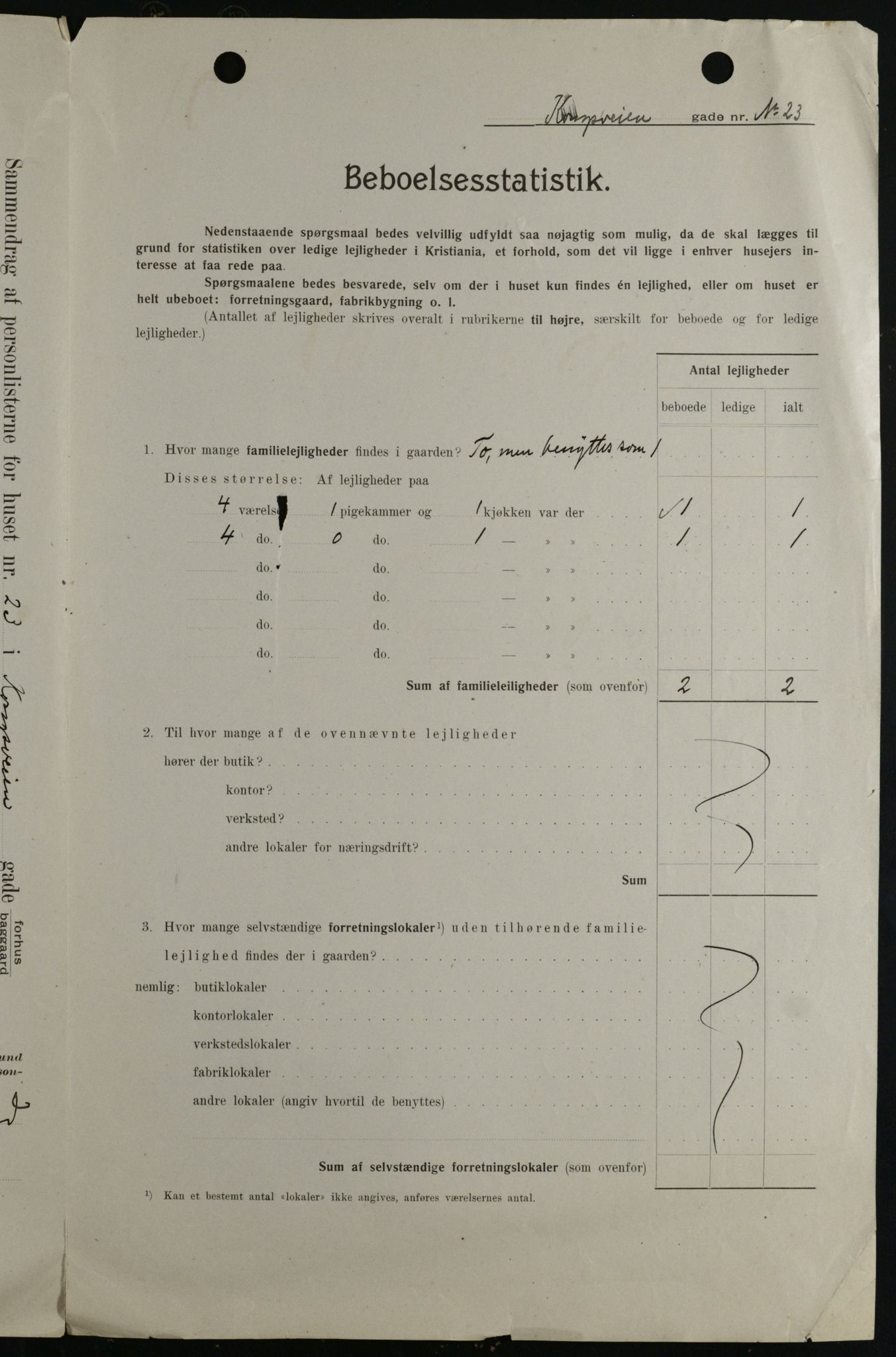 OBA, Kommunal folketelling 1.2.1908 for Kristiania kjøpstad, 1908, s. 47461