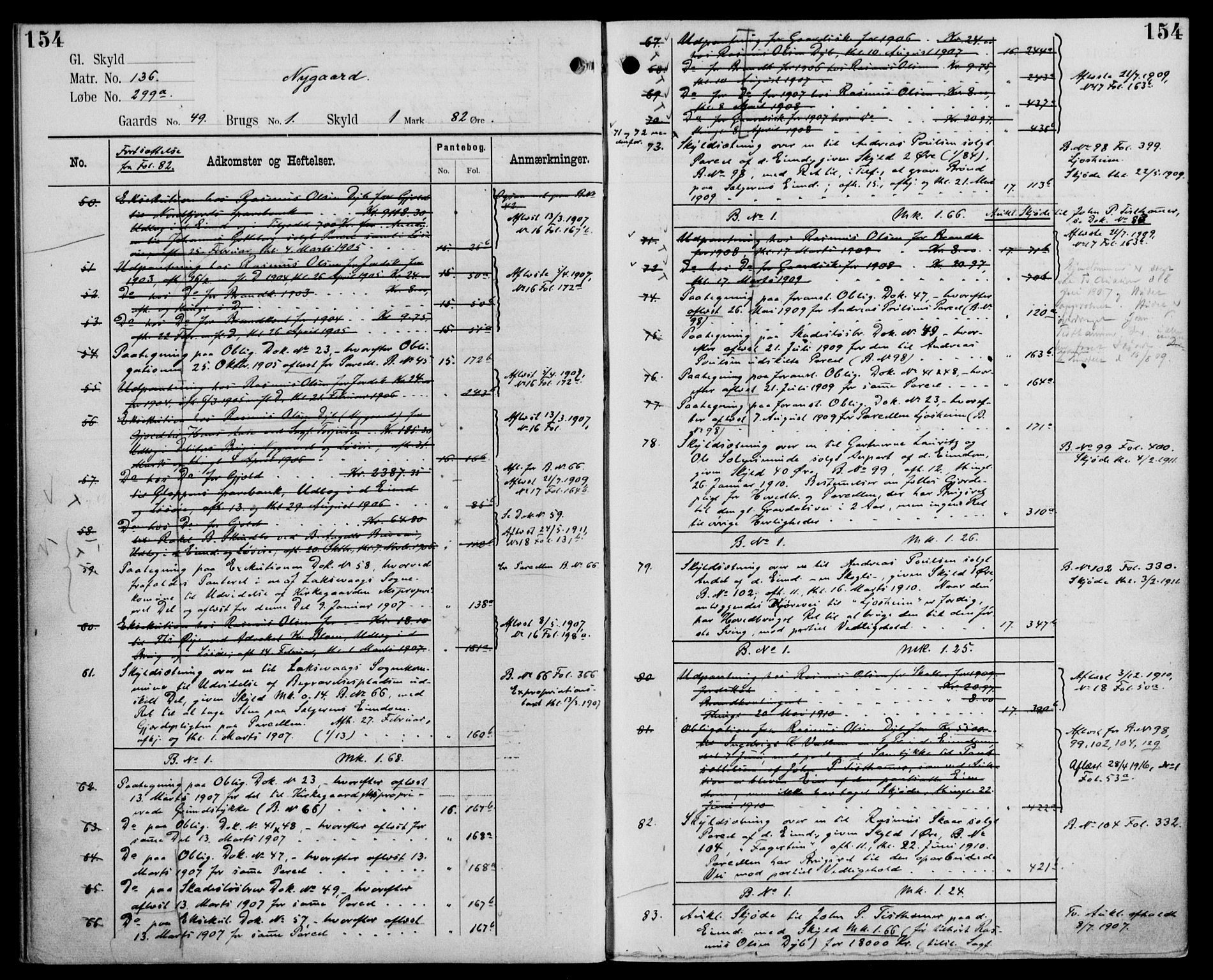 Midhordland sorenskriveri, AV/SAB-A-3001/1/G/Ga/Gab/L0110: Panteregister nr. II.A.b.110, s. 154