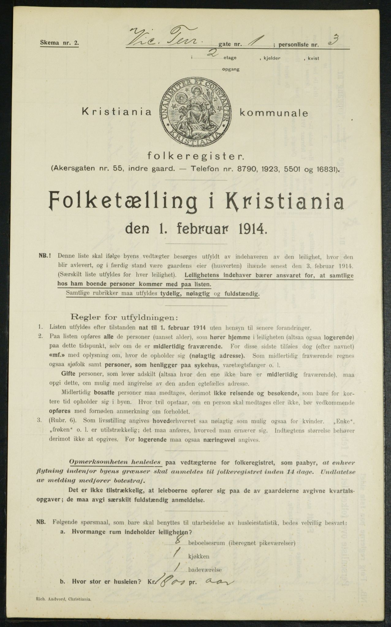 OBA, Kommunal folketelling 1.2.1914 for Kristiania, 1914, s. 124521