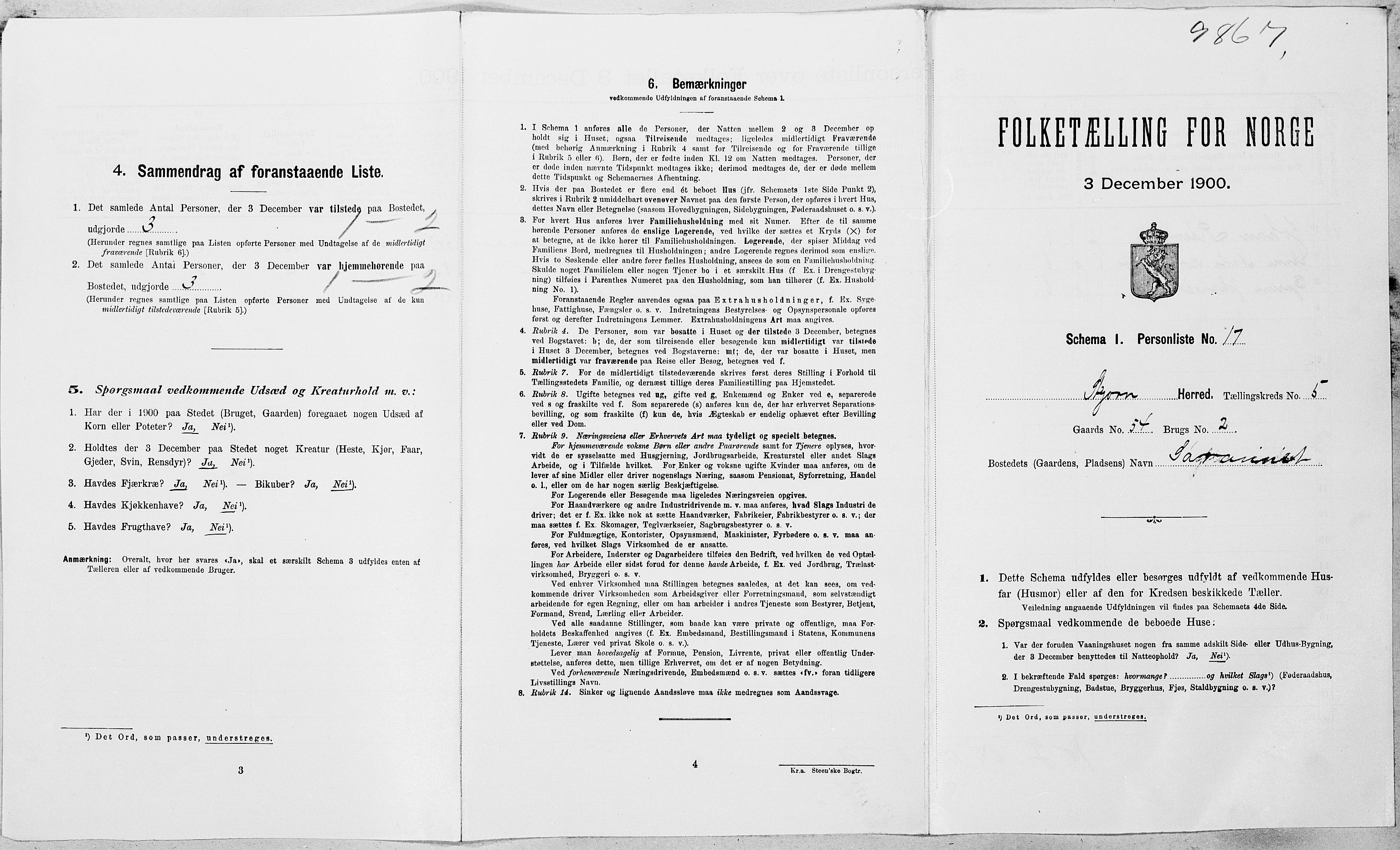 SAT, Folketelling 1900 for 1626 Stjørna herred, 1900, s. 444