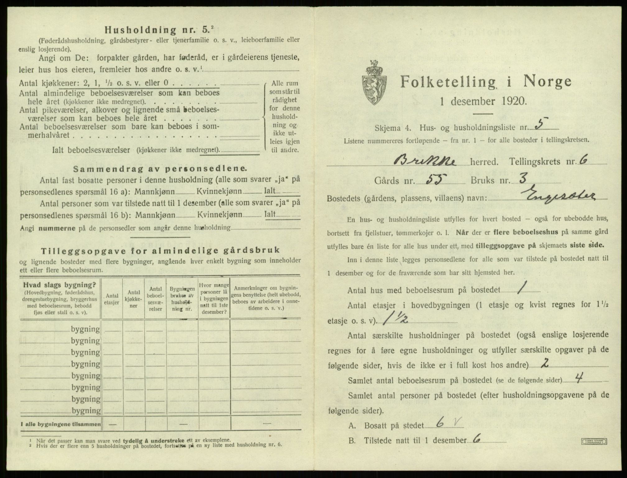 SAB, Folketelling 1920 for 1414 Brekke herred, 1920, s. 178