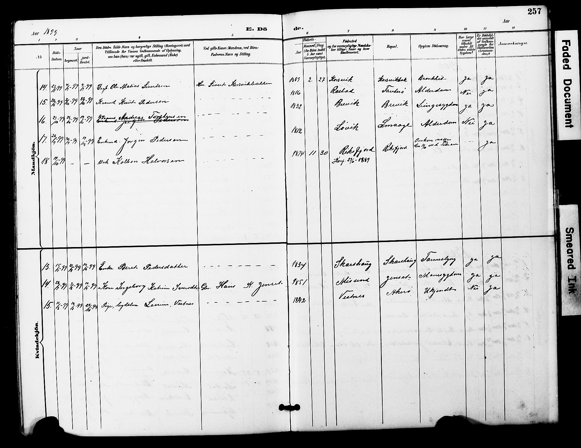 Ministerialprotokoller, klokkerbøker og fødselsregistre - Møre og Romsdal, SAT/A-1454/560/L0725: Klokkerbok nr. 560C02, 1895-1930, s. 257